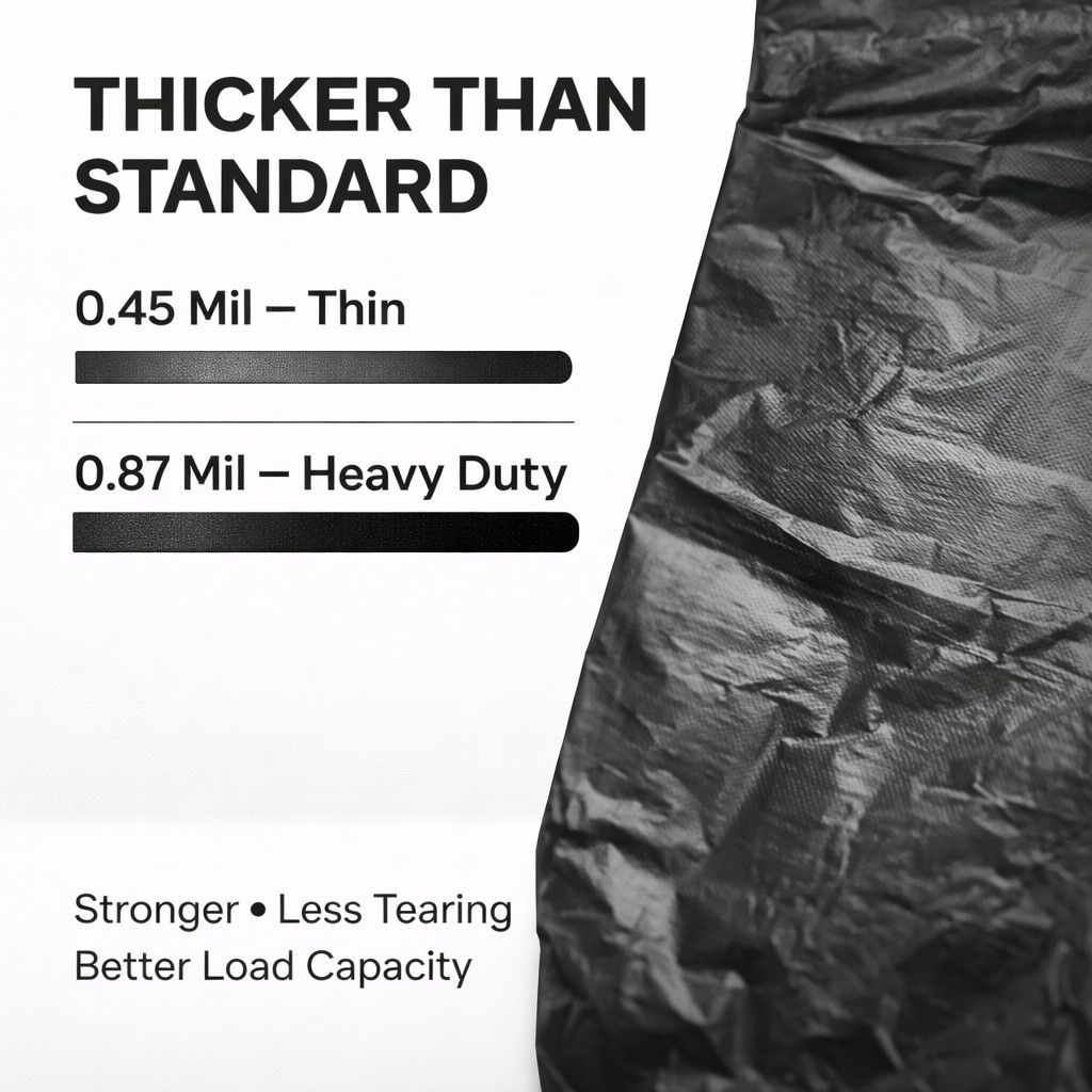 Bags 1/6 21 x 6.5 x 11.5 Heavy Duty .87 Mil BLACK T-Shirt Plastic Grocery Bags