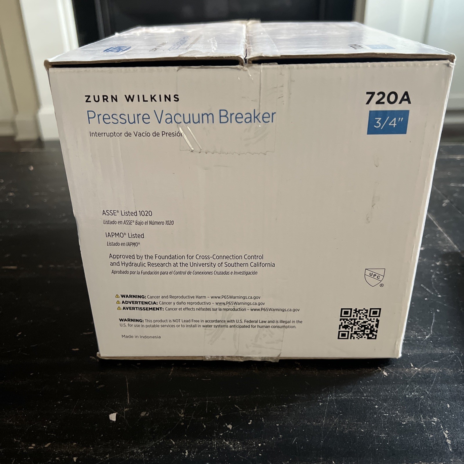 Zurn 34-720A Wilkins 3/4In. 150 PSI Pressure Vacuum Breaker – New – Open Box