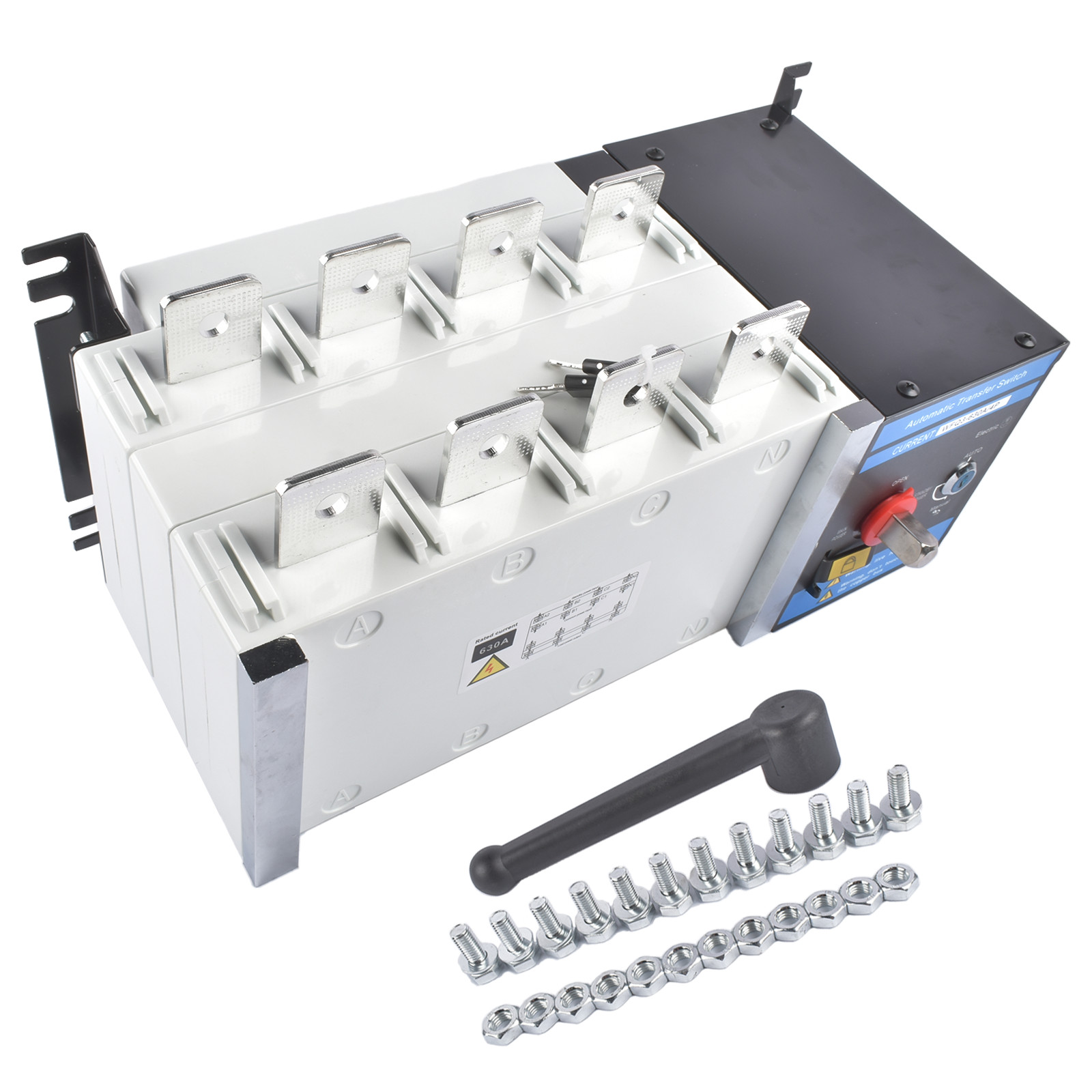 Industrial Automatic Transfer Switch 4P 630A 110V or 220V Plastic Metal White