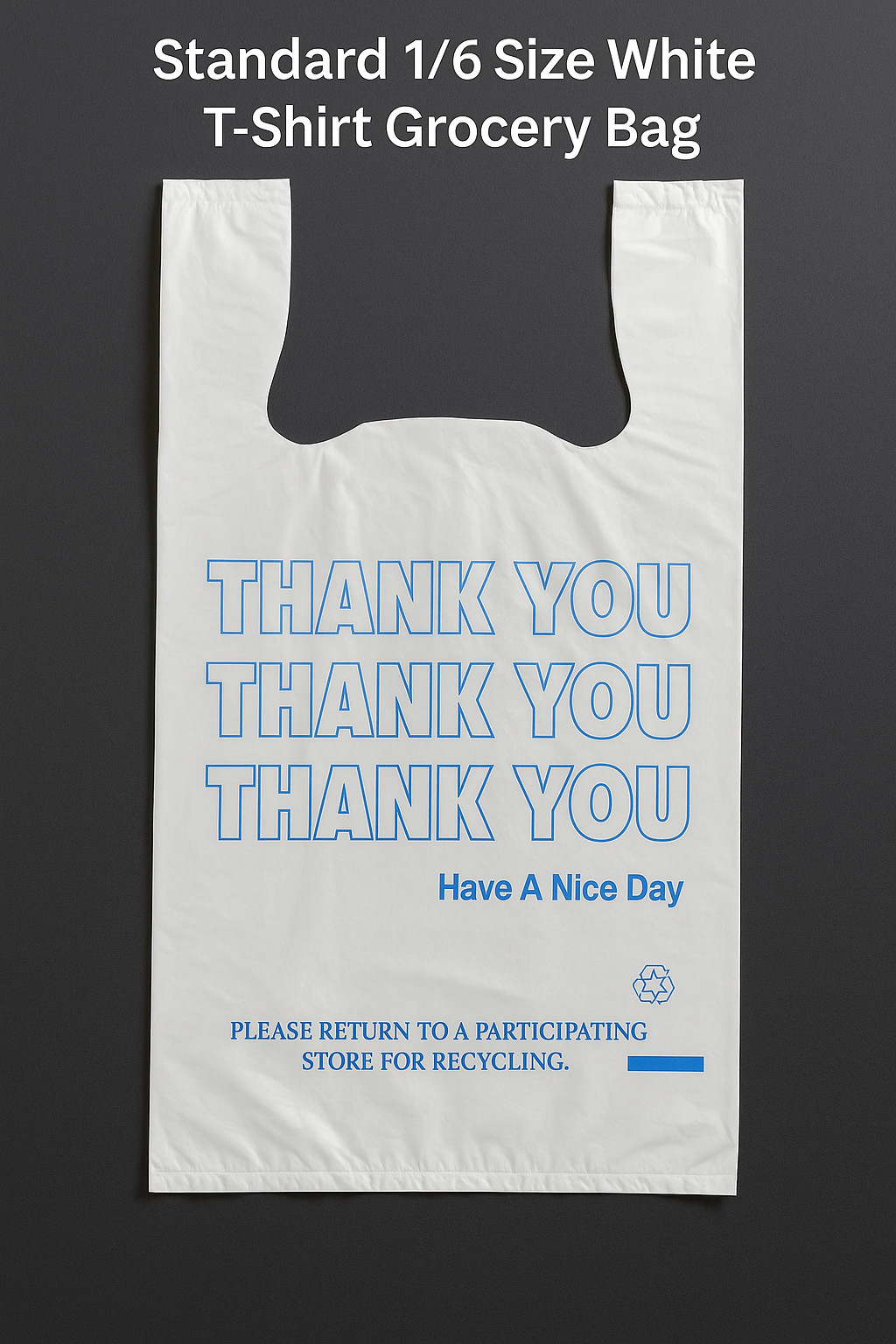 Bags 1/6 Large 21 x 6.5 x 11.5 “Blue Thank You” T-Shirt Plastic Grocery Bags