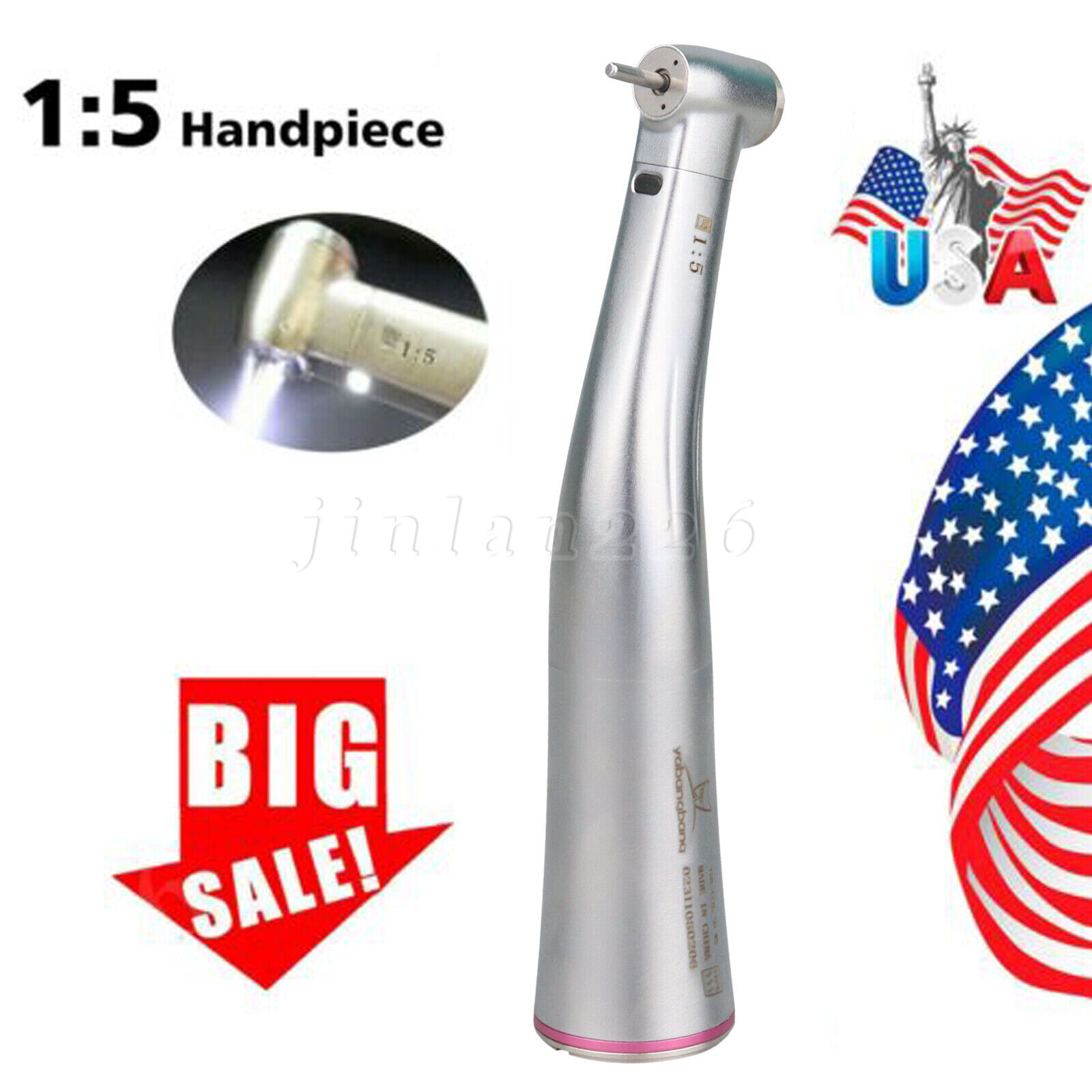 Bien Air Style Dental Hi Speed Fiber Optic 1:5 L Electric Handpiece Contra Angle
