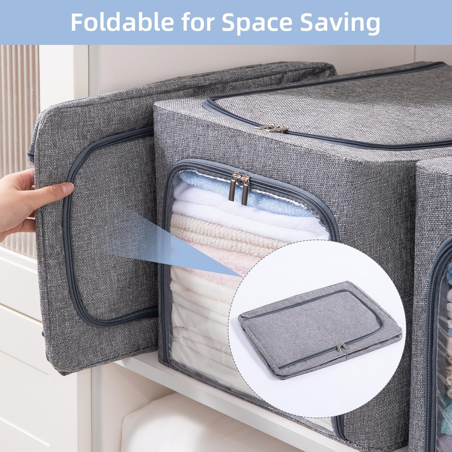 GuliPostan 3 Pack 31L Stackable Clothes Storage Bins with Metal Frame Handles…
