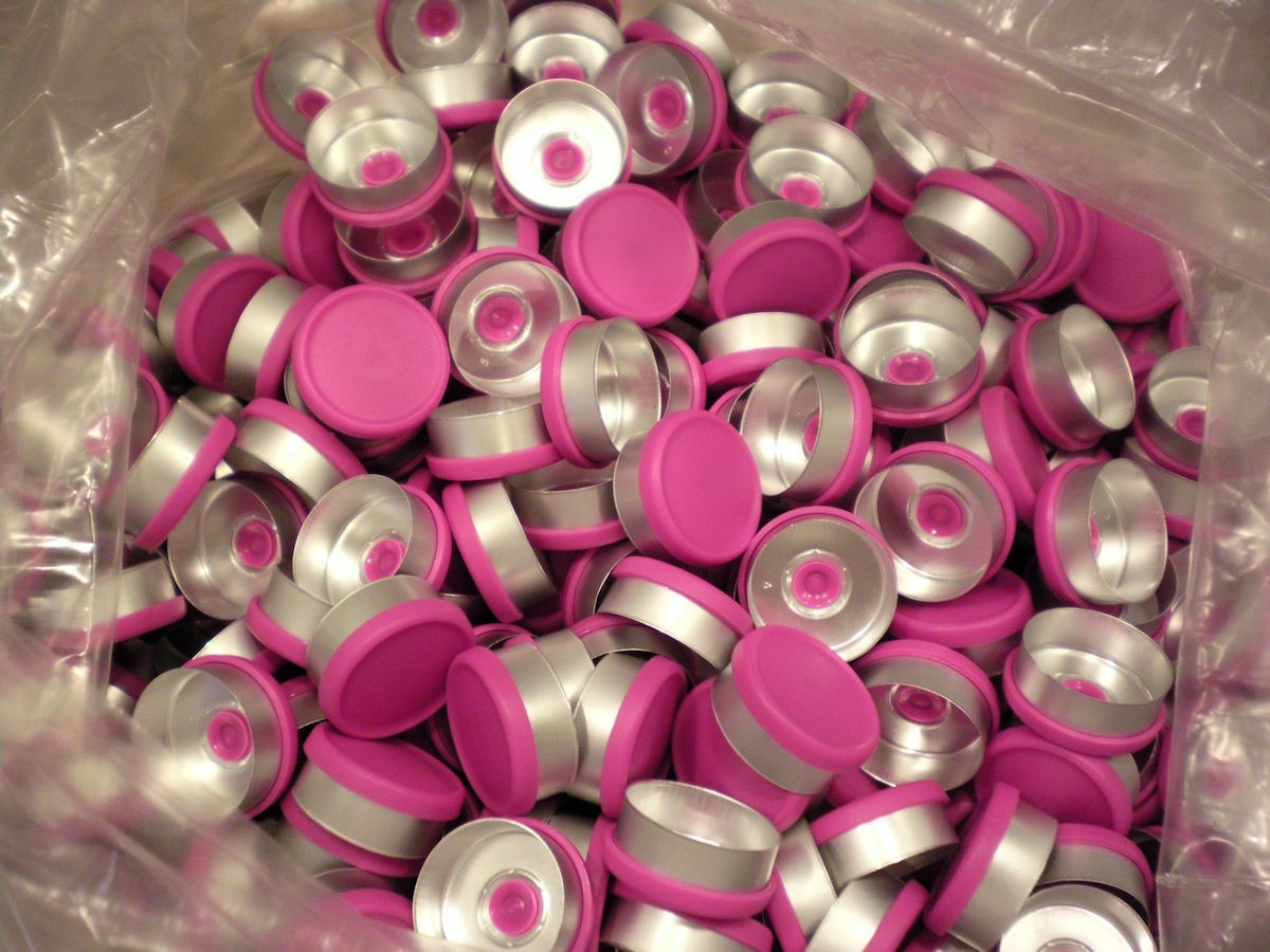 West 1000 Pc. Lot 20mm Flip Top Cap Aluminum Crimp Seal for Serum Vials Magenta