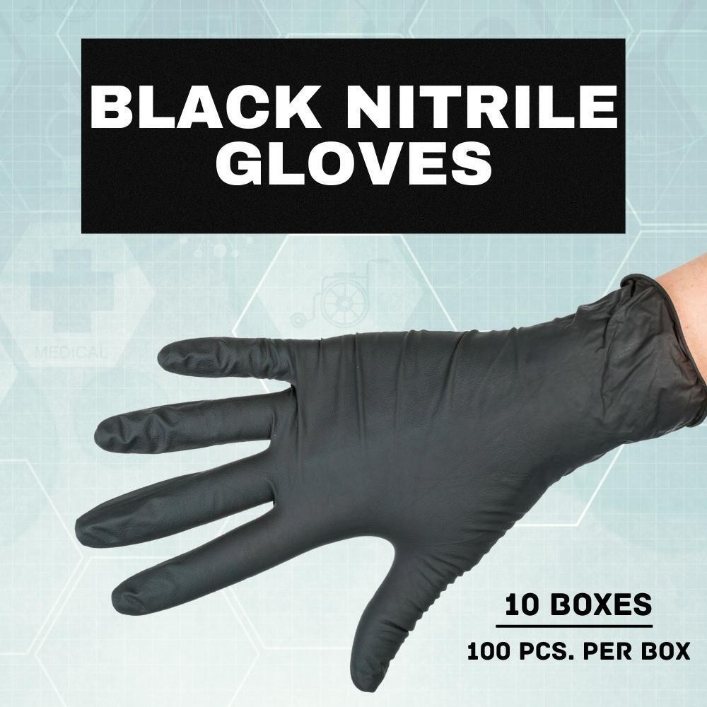 5 MIL Latex Free Black Nitrile Powder-Free Gloves 1000 Pieces, Large