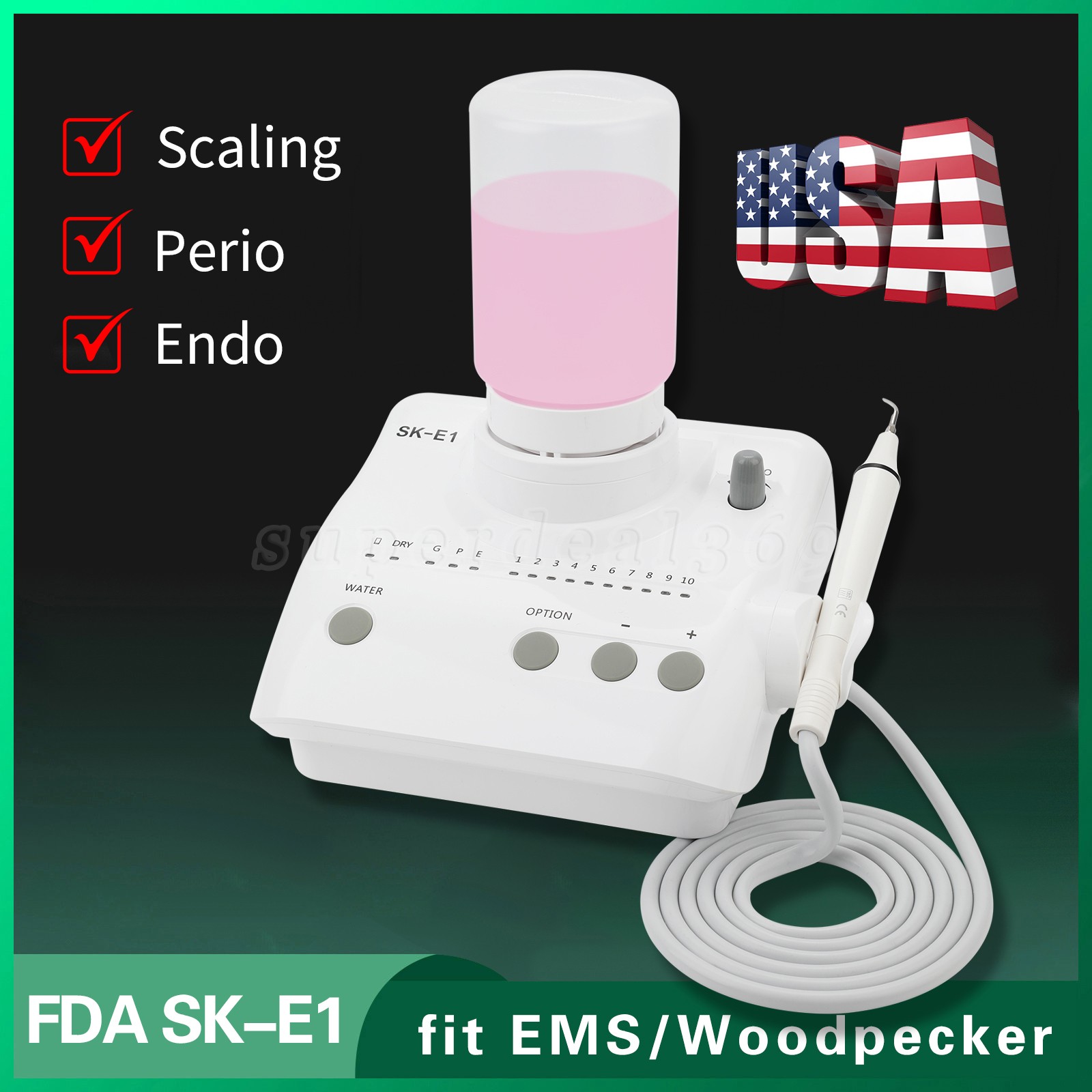 Auto Water Supply Dental Portable Ultrasonic Piezo Scaler fit Cavitron EMS CE