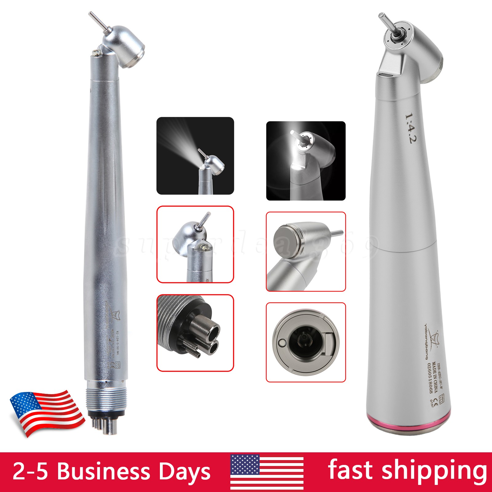 Dental 45° LED Contra Angle Surgical Handpiece/1:4.2 Increasing High Speed 4Hole