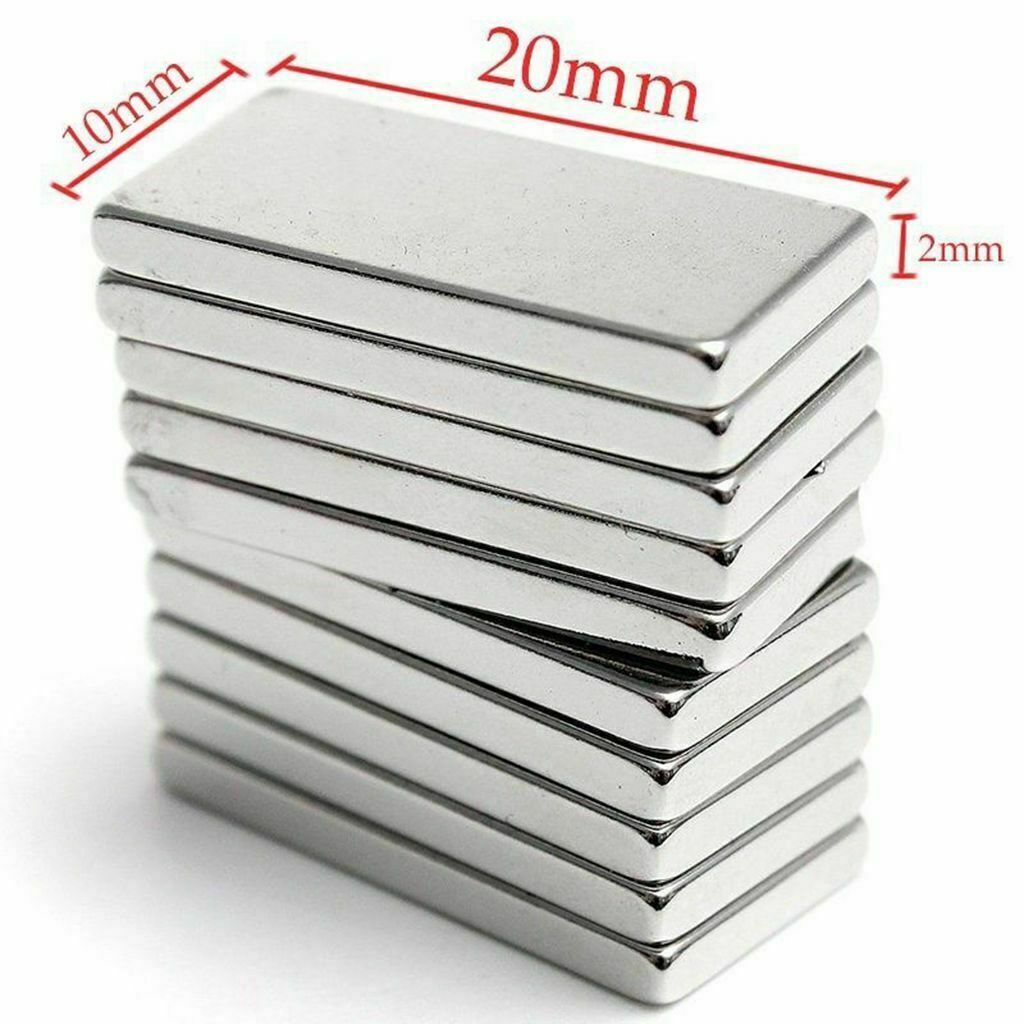 100PCS 20x10x2mm N52 Neodymium Block Magnet Super Strong Rare Earth Magnets Long