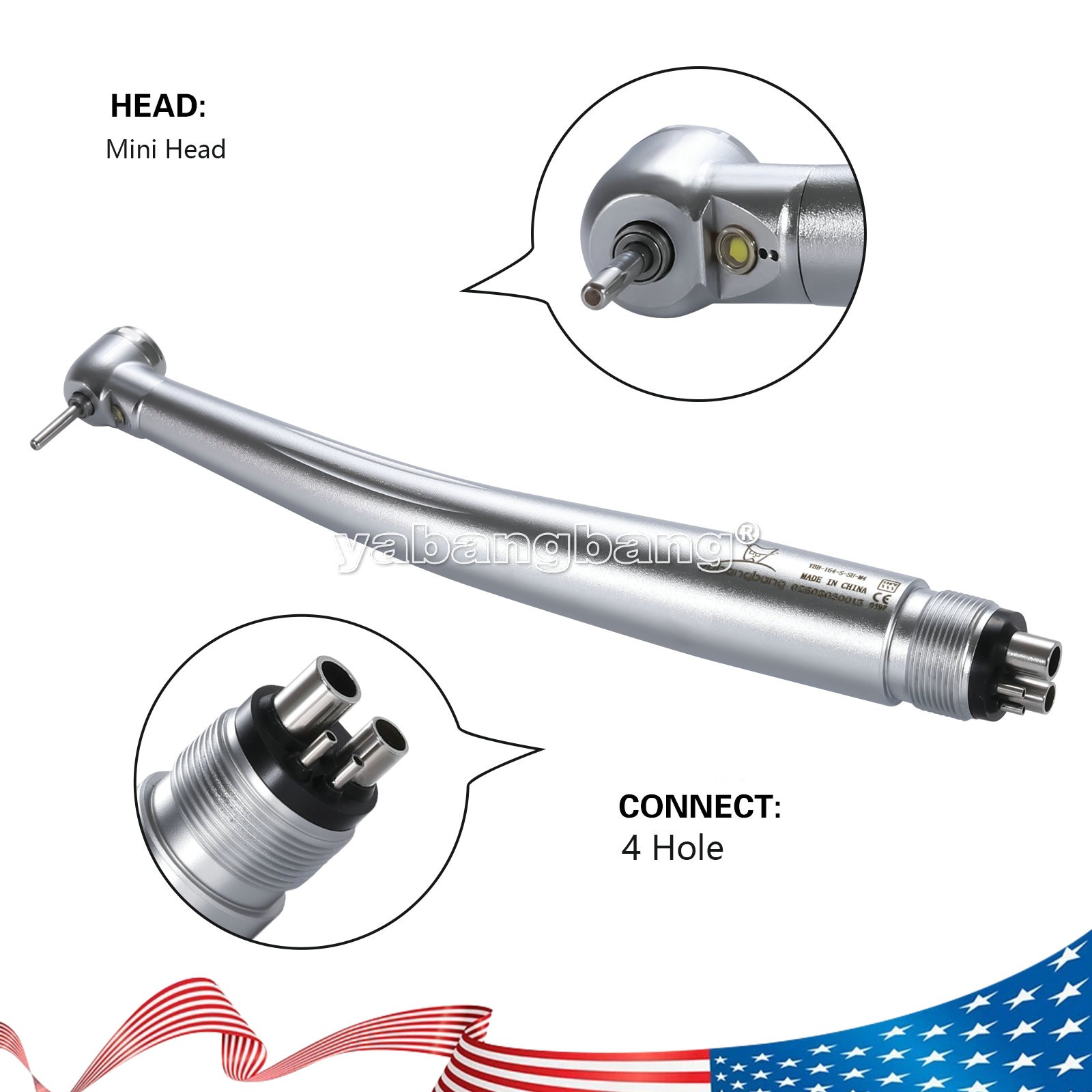 Mini Small Head Dental Fiber Optic LED E-generator High Speed Handpiece 4 HOLE