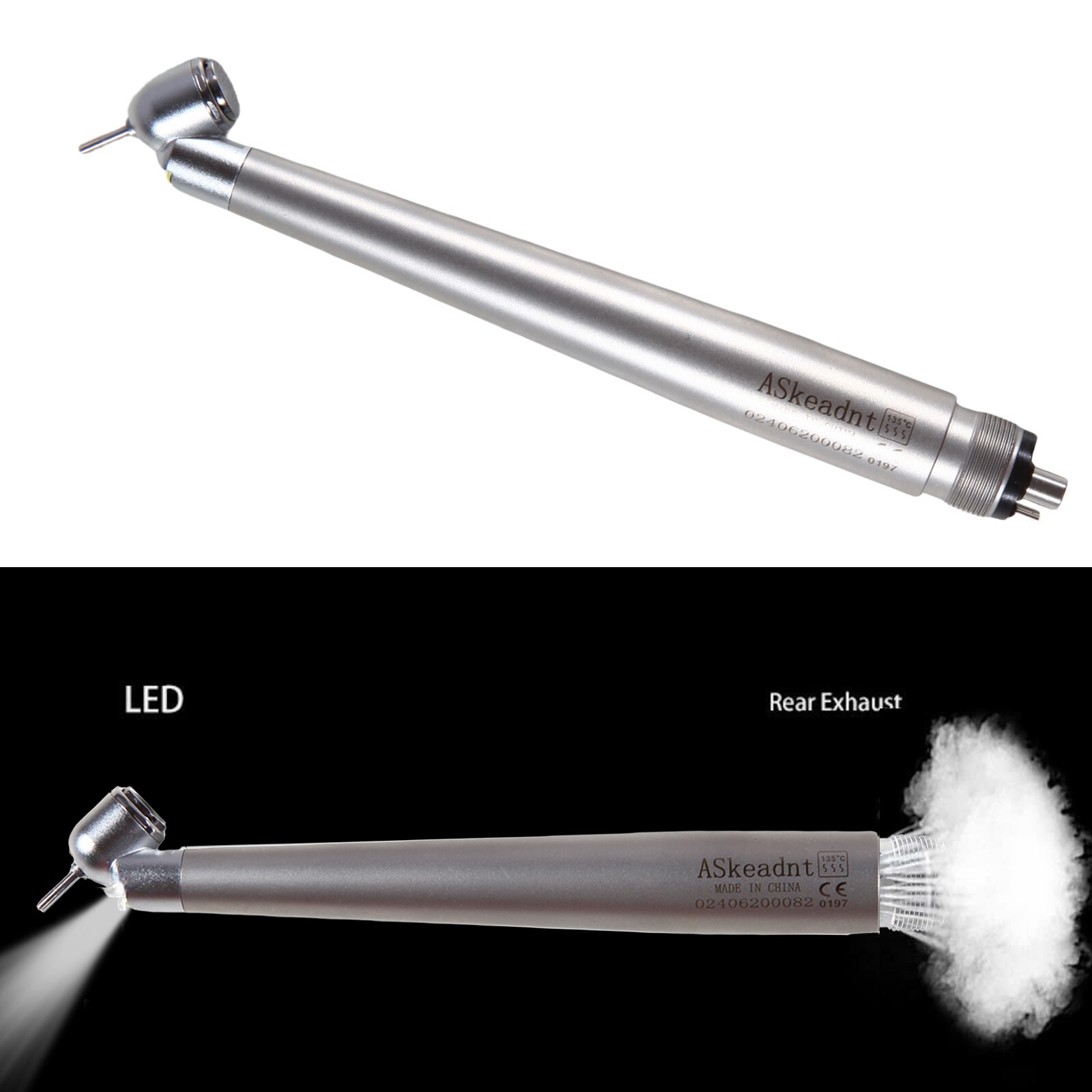 NSK Style Dental LED 45° Degree Surgical High Speed Handpiece Push Button 4 Hole