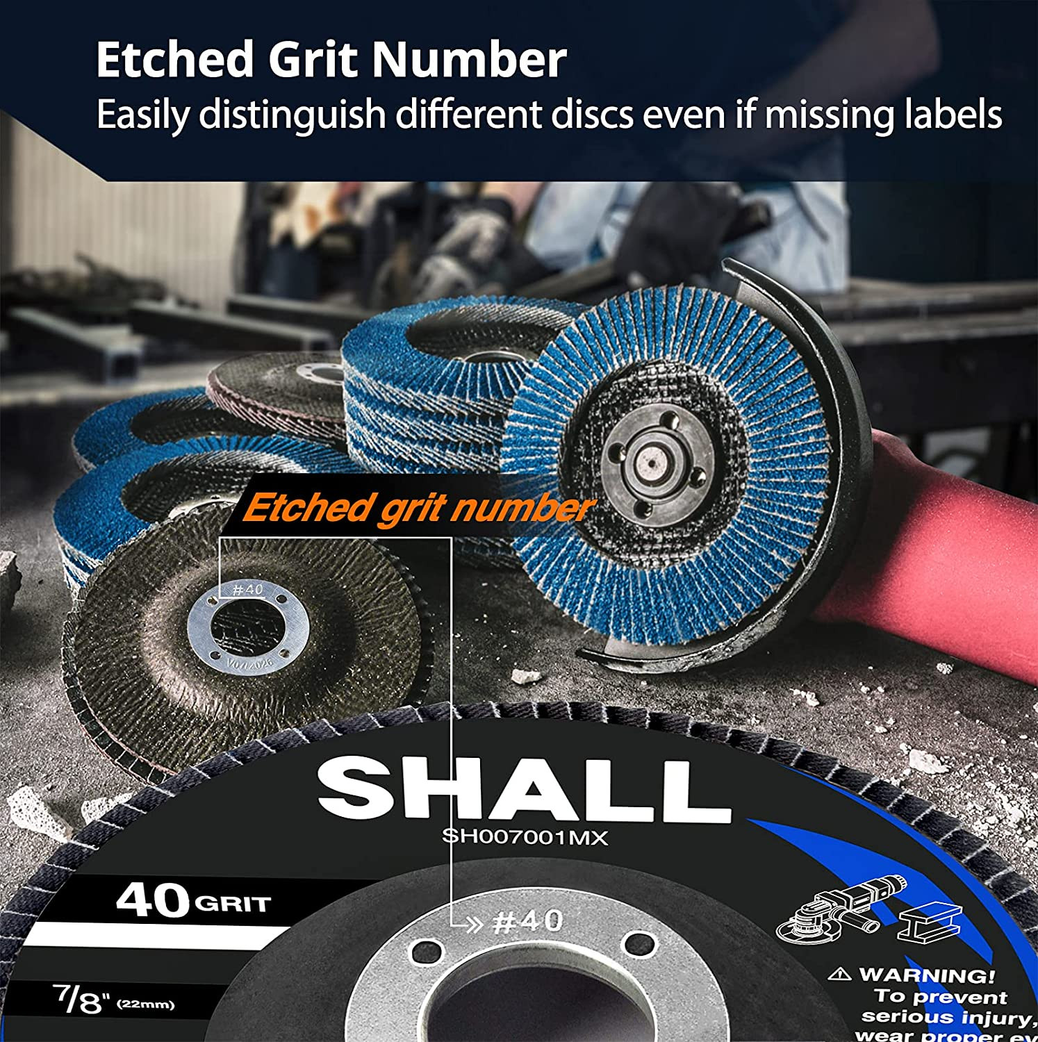 24-Pack Flap Discs, 4-1/2″ X 7/8″, Zirconia Grinding Wheel, 40/60/80/120 Grit