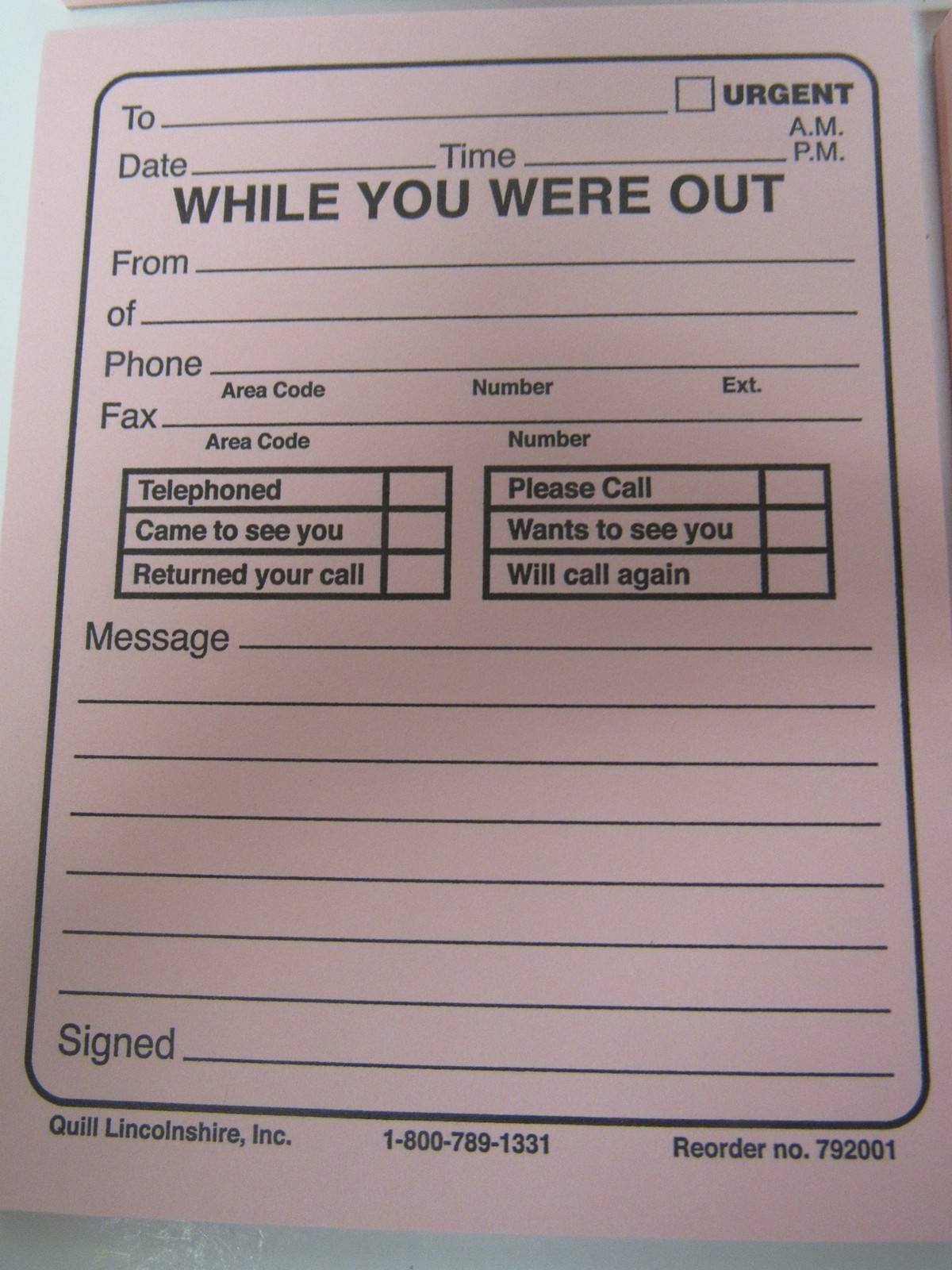 New Lot 4 Pink Message Memo Pads While You Were Out Ships Free