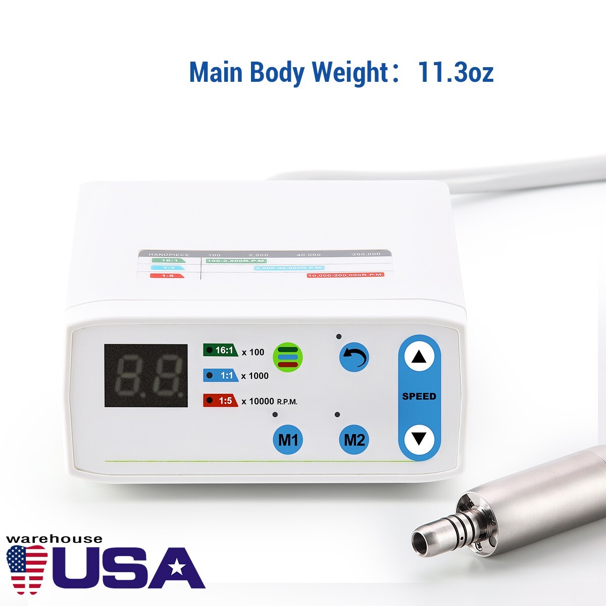 AZDENT Dental Brushless LED Electric Micro Motor 1:1/1:5 Increasing Handpiece