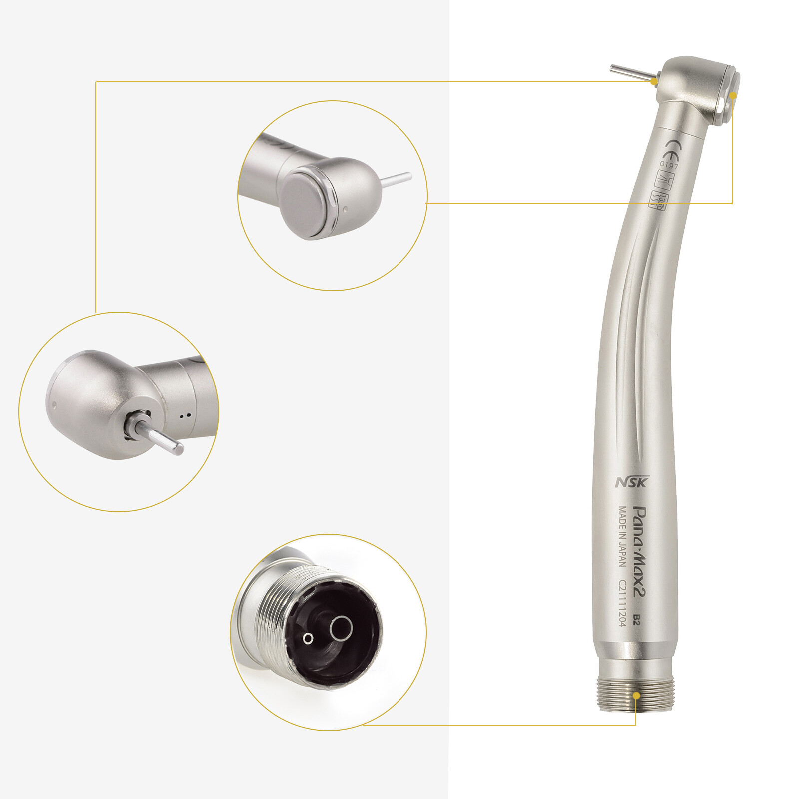 Dental Pana Max2 High Speed Handpiece with LED Light Single Water Spray 2H