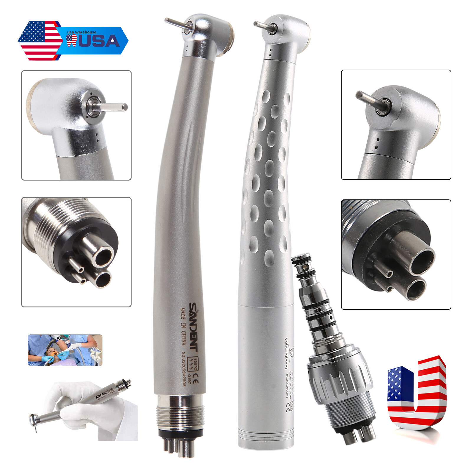STNABM GB4 Fit NSK KaV Dental High Speed Handpiece Push Button Turbine 4Hole