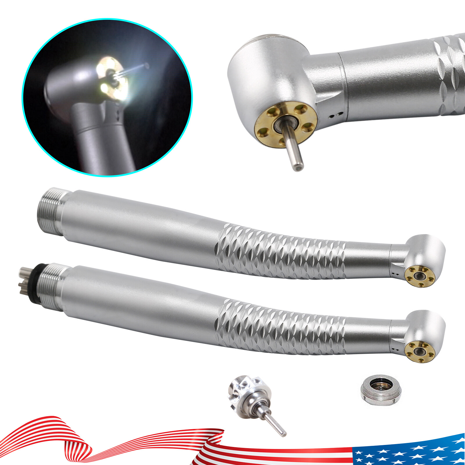 OLED+5 Light (45°) LED E-Generator Dental High Speed Handpiece Turbine 2/4Holes