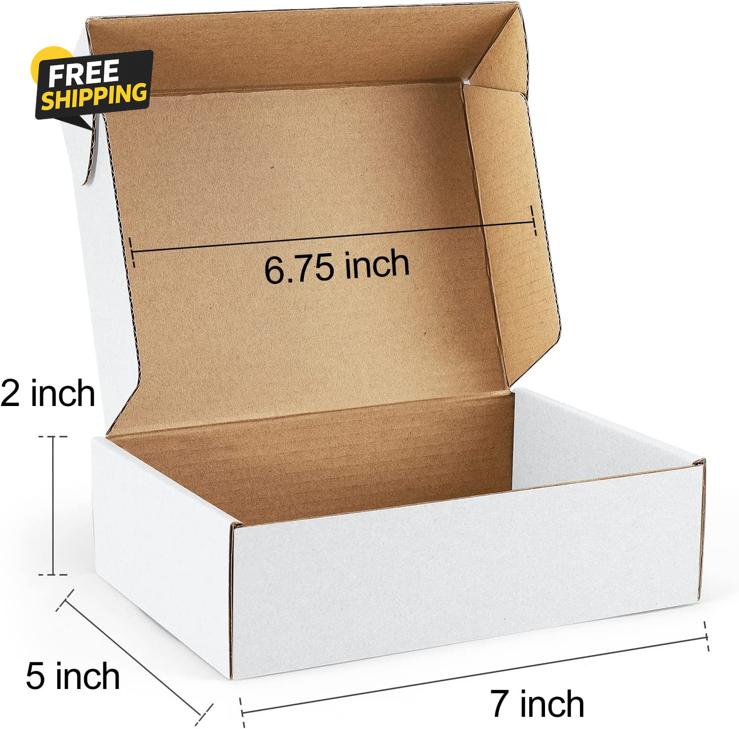 Shipping Boxes 7X5X2 Inches White Small Mailing Boxes 25 Pack Cardboard