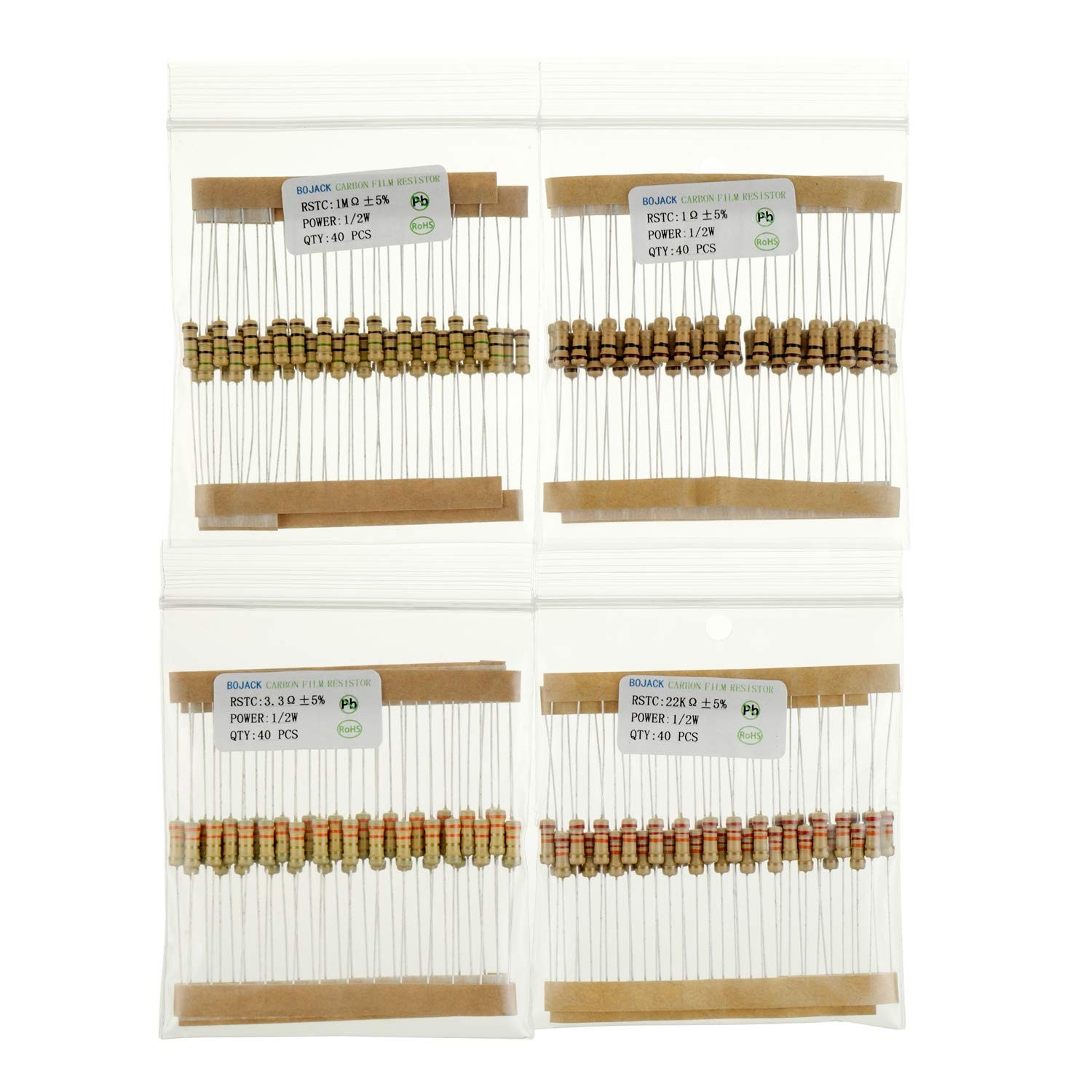 1000 Pieces 1/2 Watt Resistor Kit Assortment in Compartmentalized Storage Box