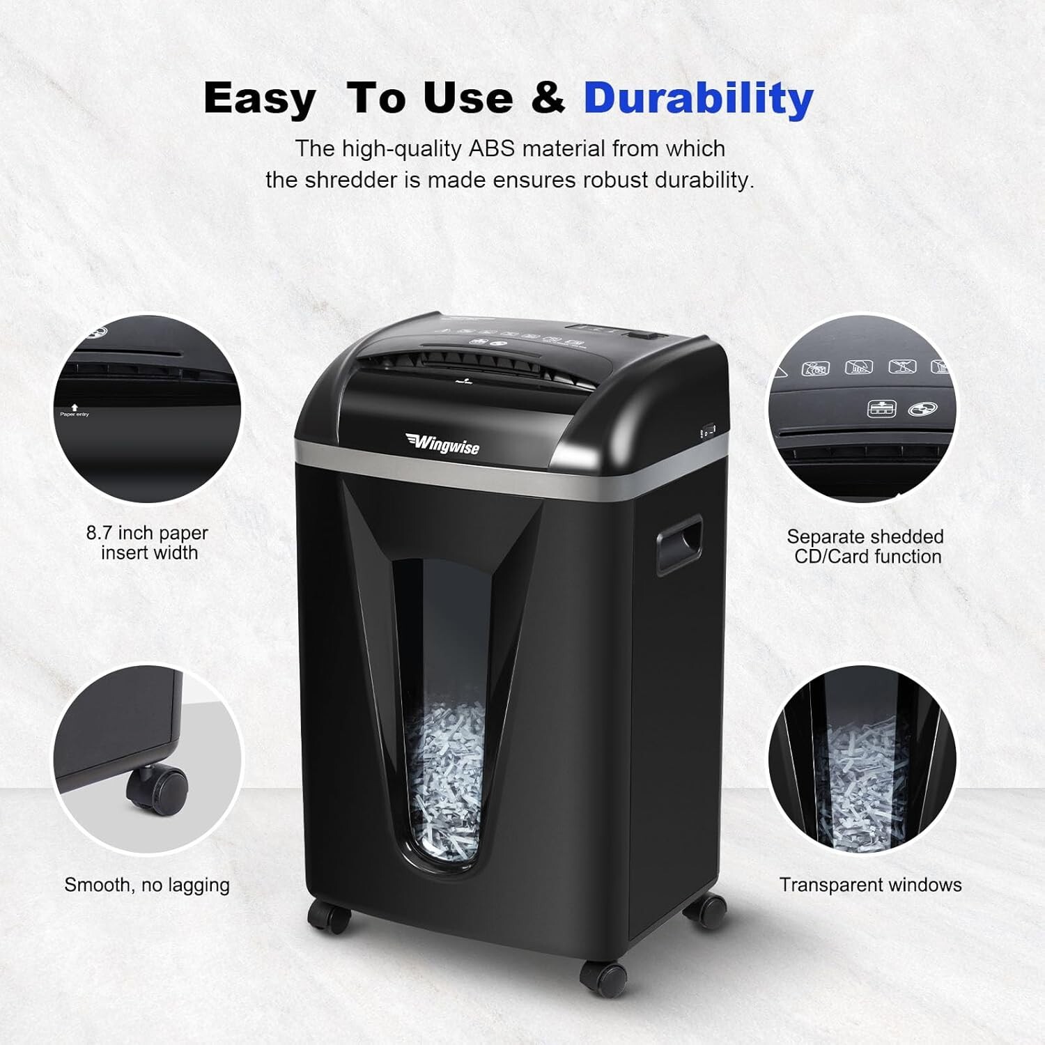 58 dB Paper Shredder 15 Sheet P-4 Cross Cut with 5.8 Gallons Bin Shreds CD,