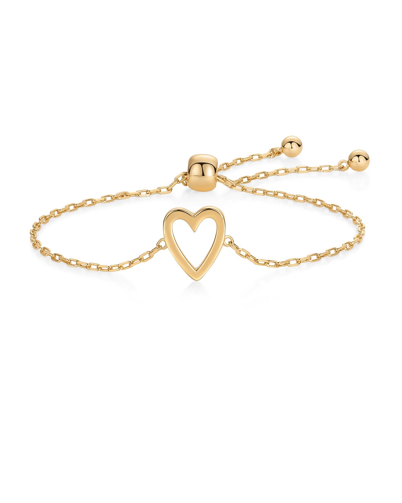 PAVOI 14K Gold Plated Matching Heart Charms Bracelet Set Women Adjustable 2-Pack