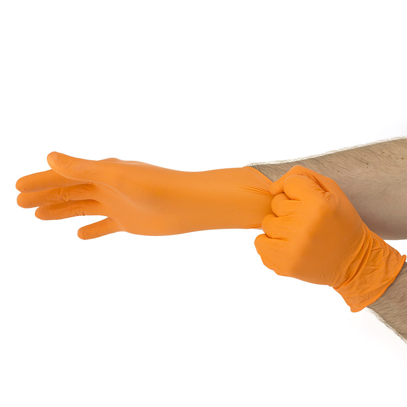 COPPERHEAD Orange Nitrile Gloves, 8 mil, Diamond Texture, CASE 1000 Size XLarge
