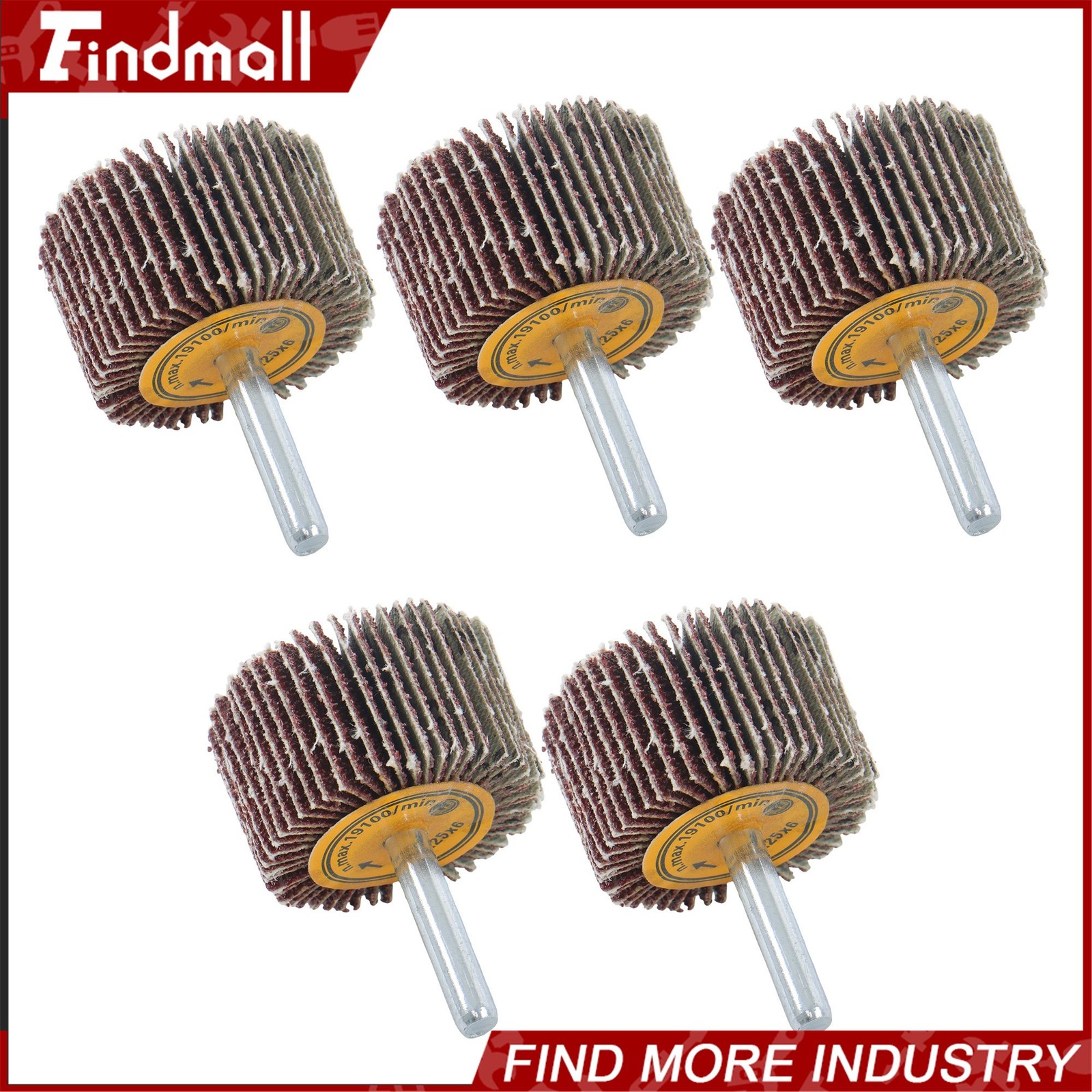 Findmall 5 Pack 1-1/2″x1″x1/4″ 60 Grit Aluminum Oxide Shank Mounted Flap Wheels