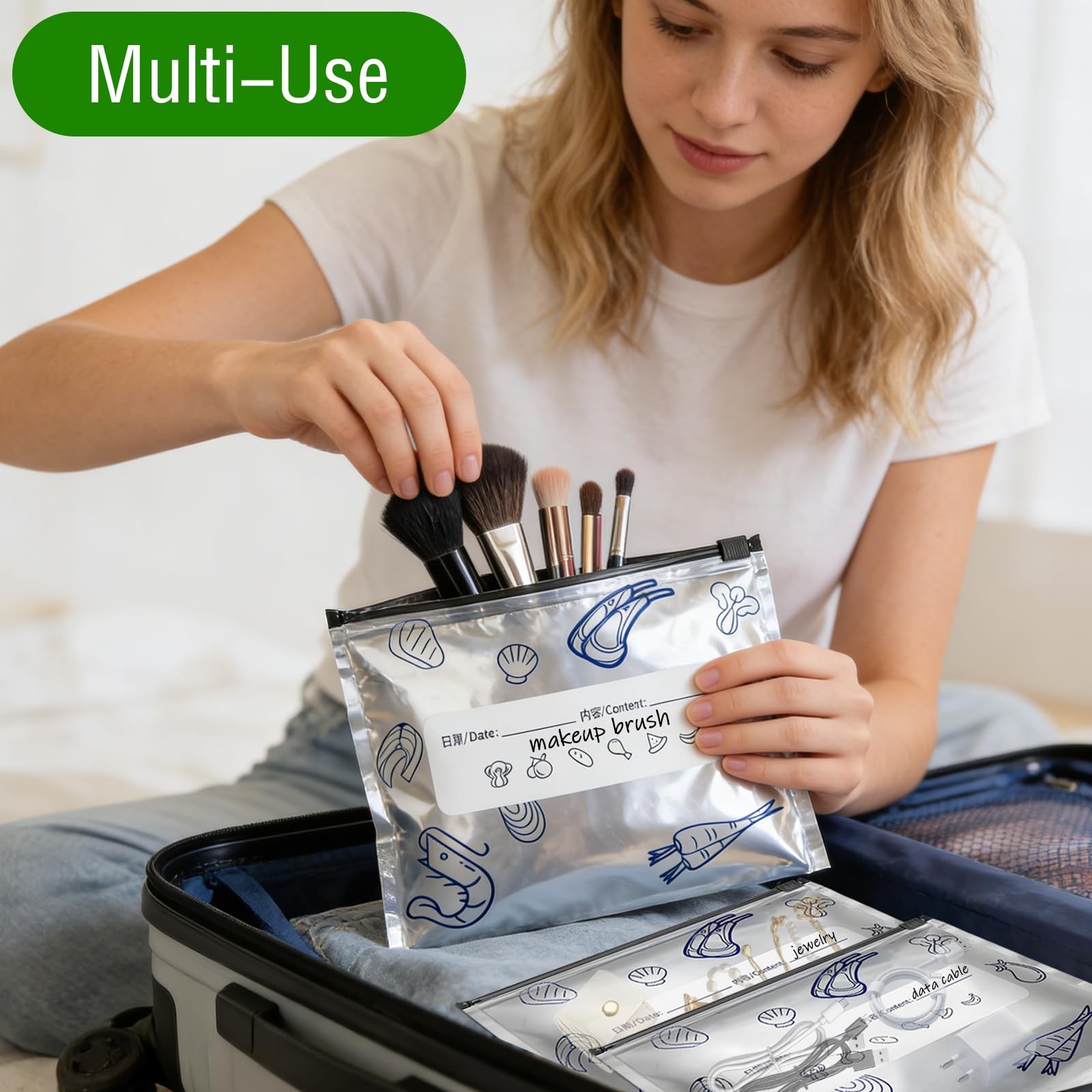 10PCS Reusable Aluminum Foil Sealable Storage Bags,Leakproof 17.2*23CM, Gray