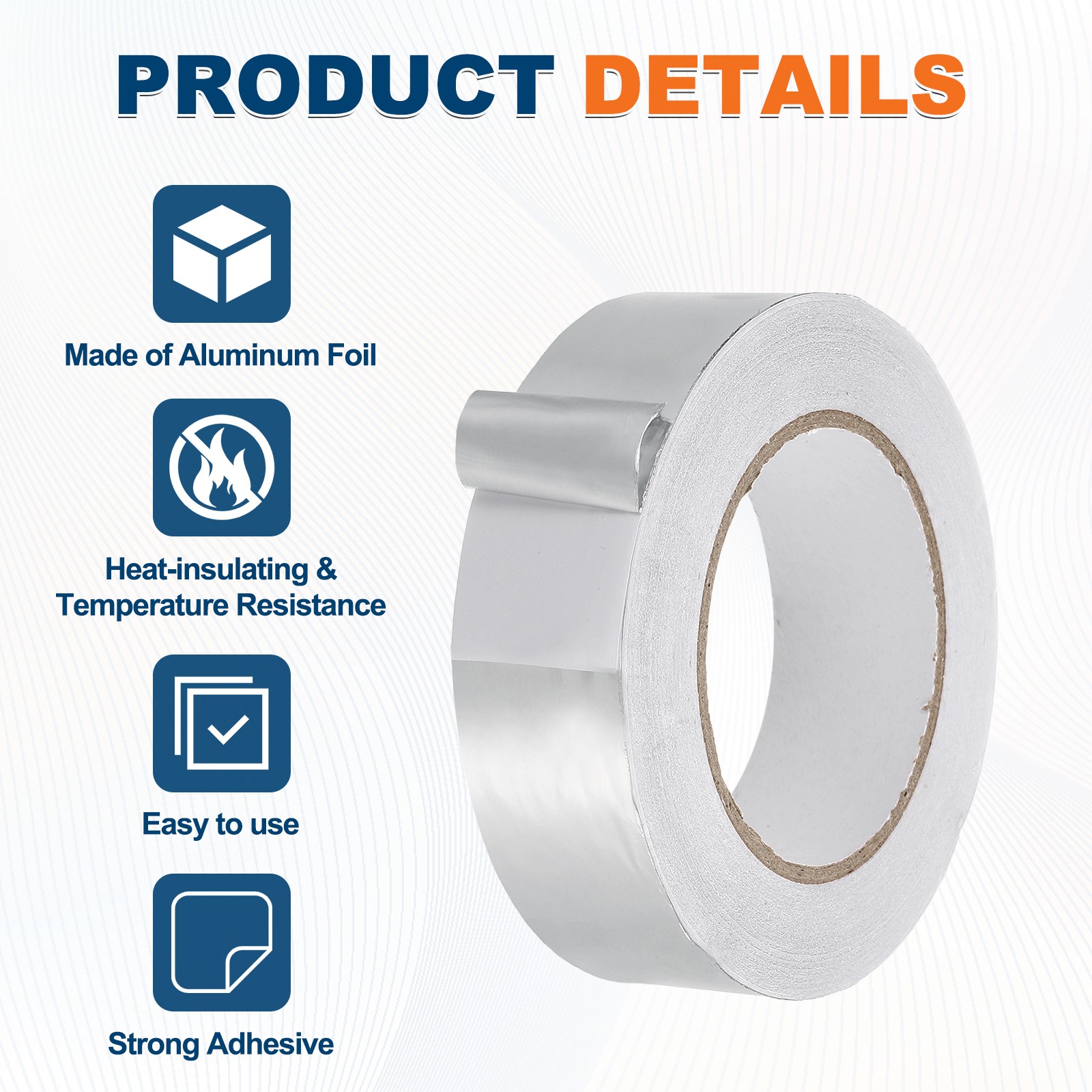 Aluminum Foil Tape (1.4″ x 164Feet, 2mil) – Metal Duct Tape HVAC Heat Patch