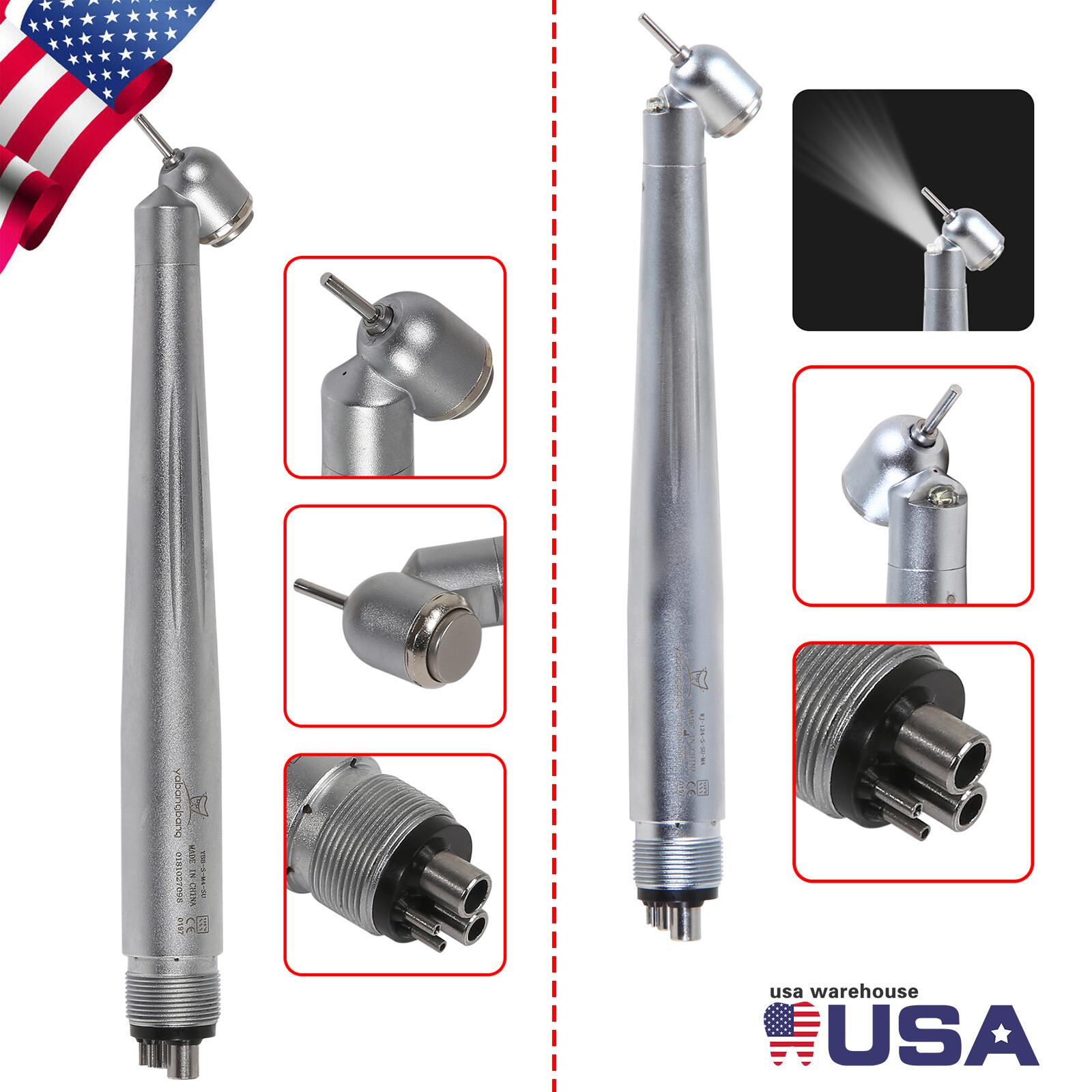 Yabangbang Dental 45 Degree Surgical High Speed Handpiece Push Button (LED) 4H A