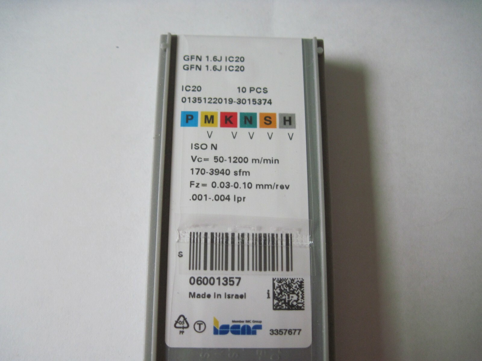 (Qty 10) Iscar 6001357 GFN 1.6J IC20 Carbide Inserts Grooving / Parting