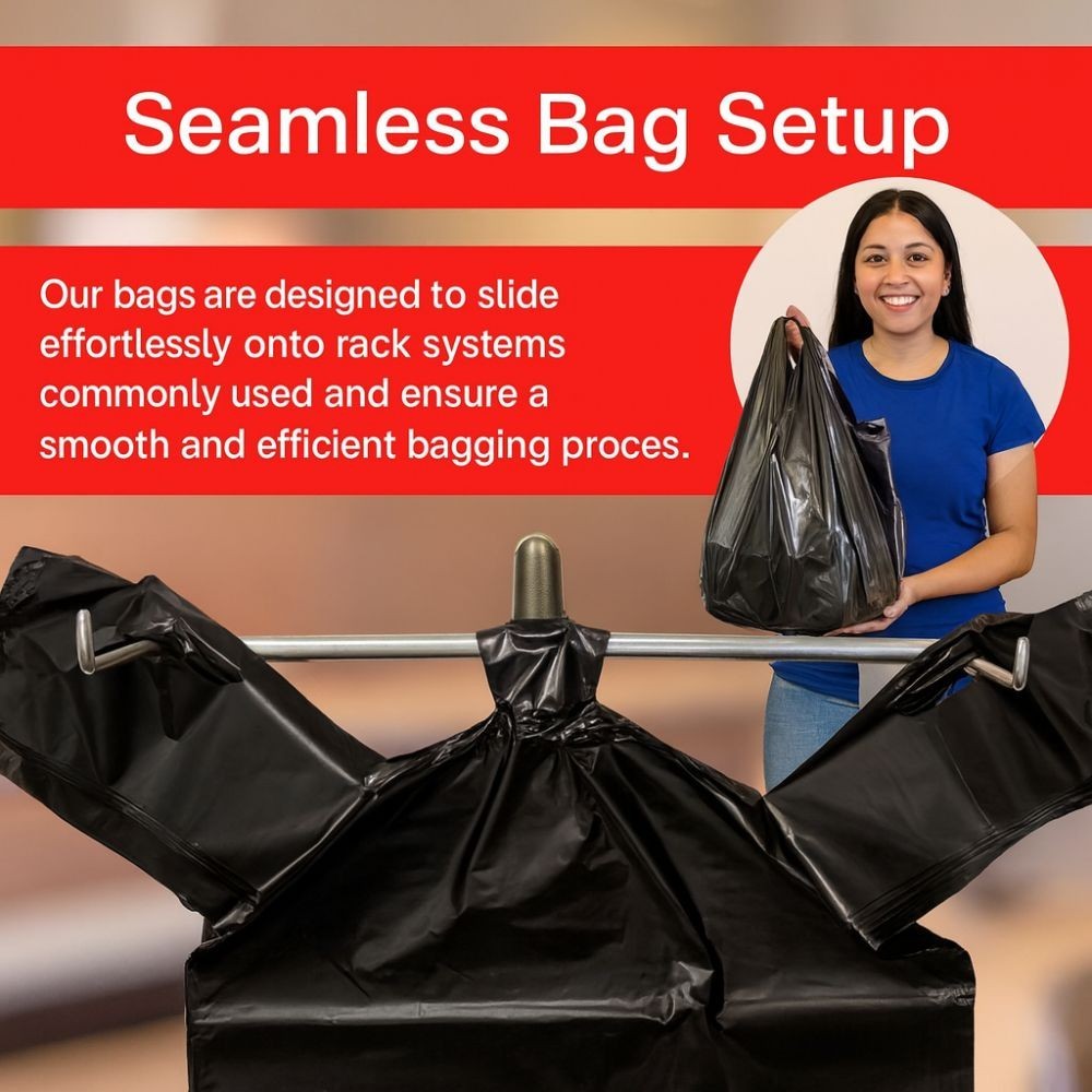 Bags 1/6 Large 21 x 6.5 x 11.5 BLACK T-Shirt Plastic Grocery Shopping Bags