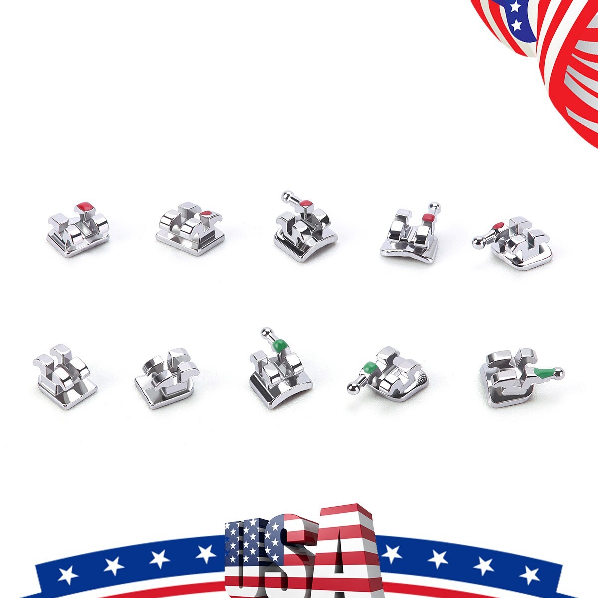 Dental Orthodontic Monoblock Braces Brackets Mini Roth/MBT 018/022 Hooks 3/345