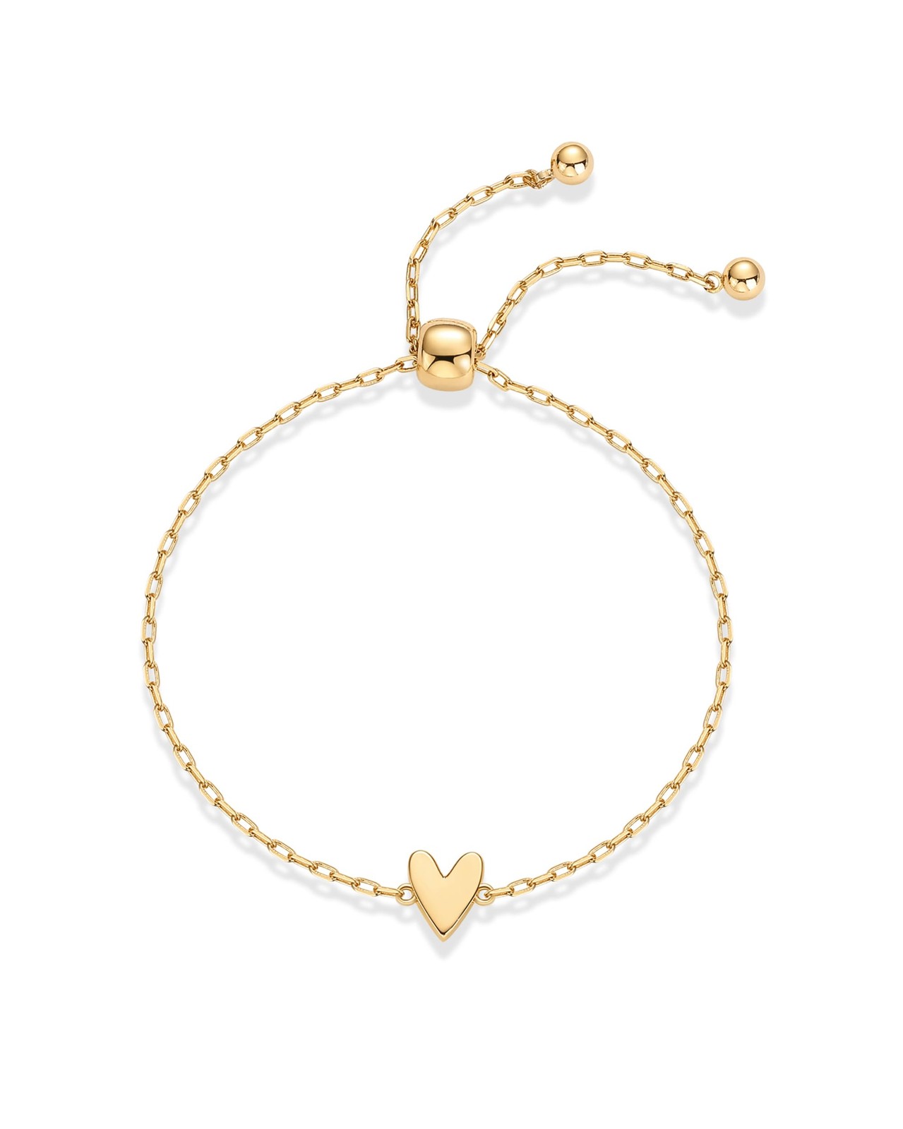 PAVOI 14K Gold Plated Matching Heart Charms Bracelet Set Women Adjustable 2-Pack