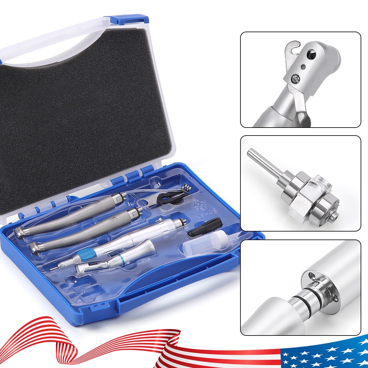 PANA MAX Dental High & Low Speed Handpiece Kits 4 Holes Push Button Air Turbine