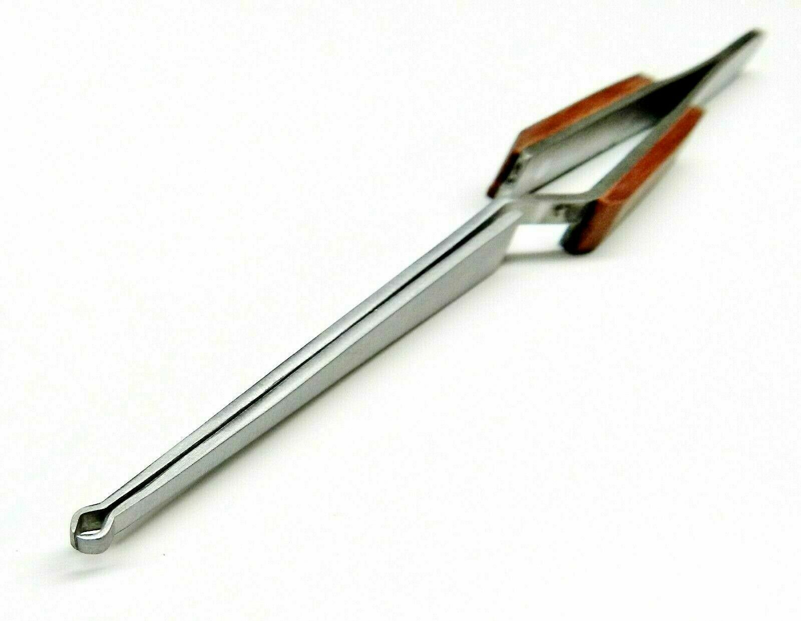 2 Fiber Grip Tweezers Cross Locking Straight & Bent Wire Holding Slotted Tweezer
