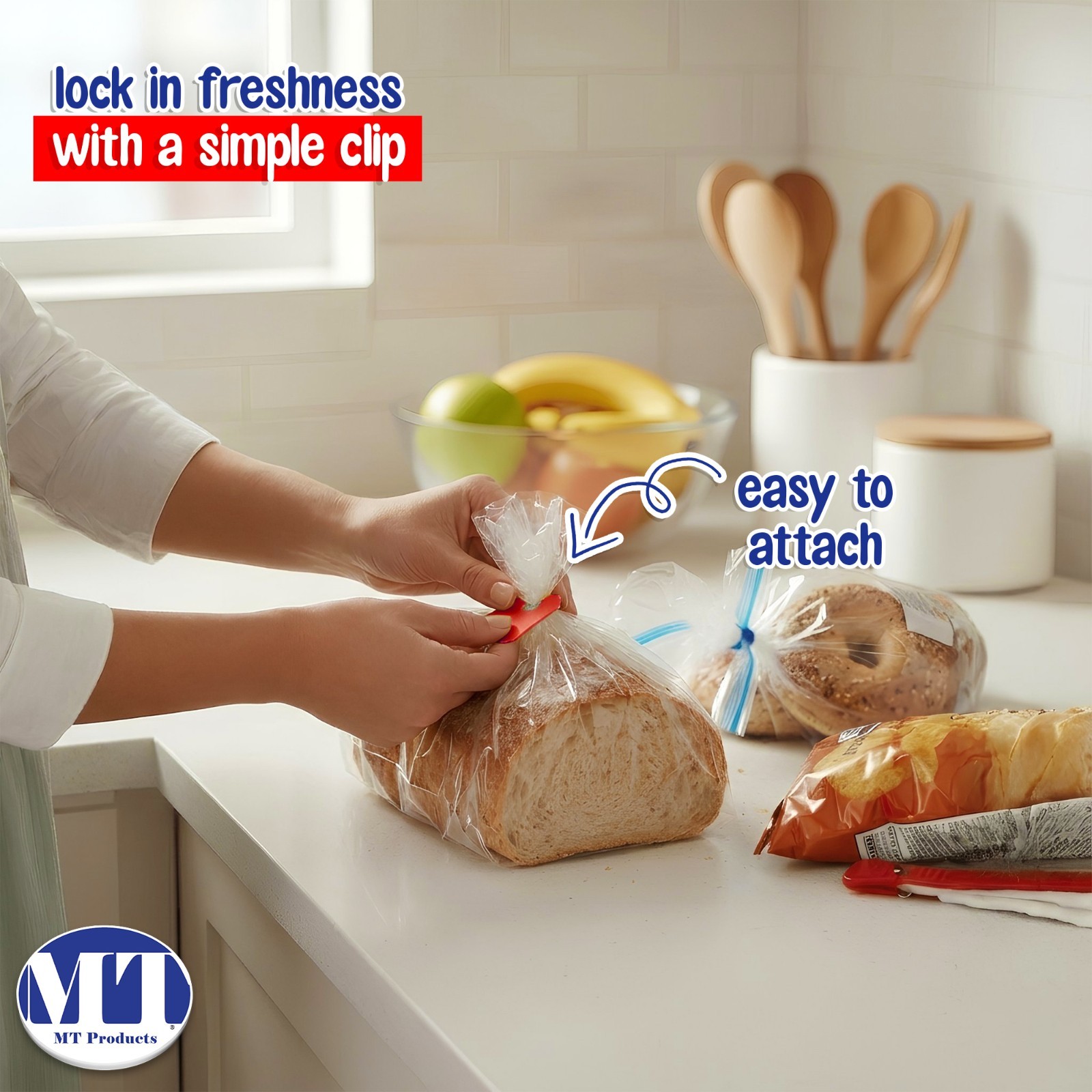 MT Products Red Disposable Plastic Clip and Bread Bag Clips – Pack of 500