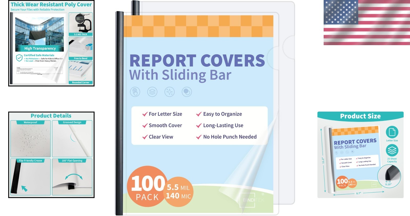 Professional 100 Pack Clear Report Covers, 25 Sheet Capacity