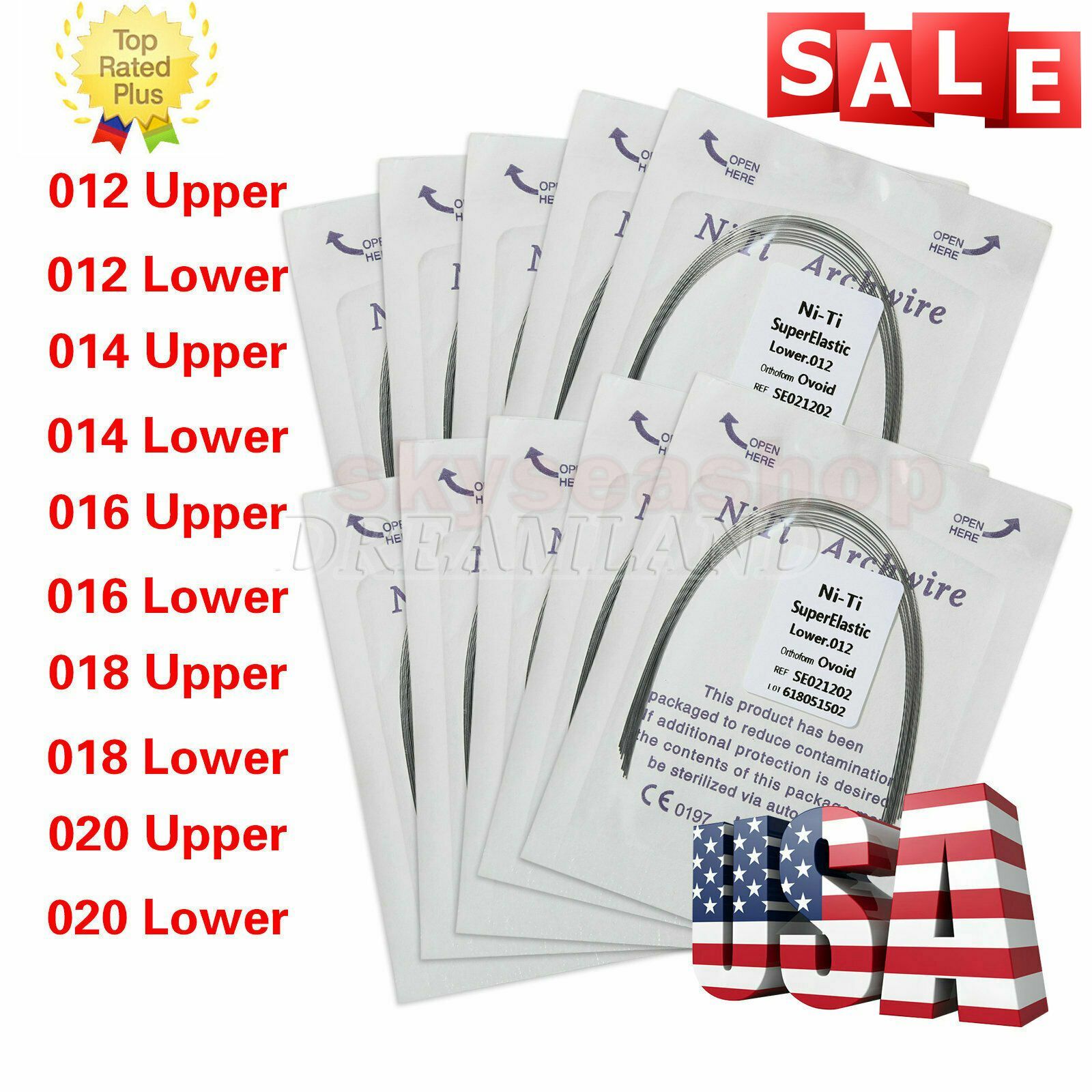100pcs/10 Bags dental super elastic niti round arch wires Ovoid form Ortho