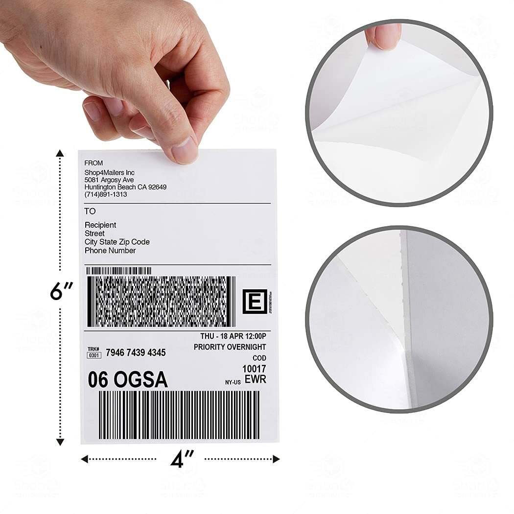 500 4×6 Fanfold Direct Thermal Shipping Labels Blank for Zebra and Rollo Printer