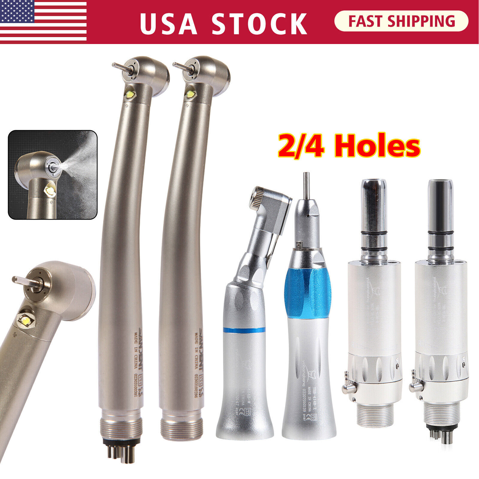 NSK Style Dental LED Pana Max High /low Speed Handpiece 2/4 Hole Turbine kit ns