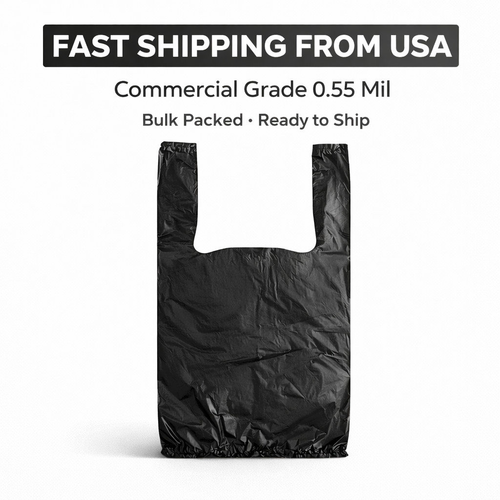 Bags 1/10 Small 8 x 4 x 15 BlackT-Shirt Plastic Grocery Shopping Grocery Bags