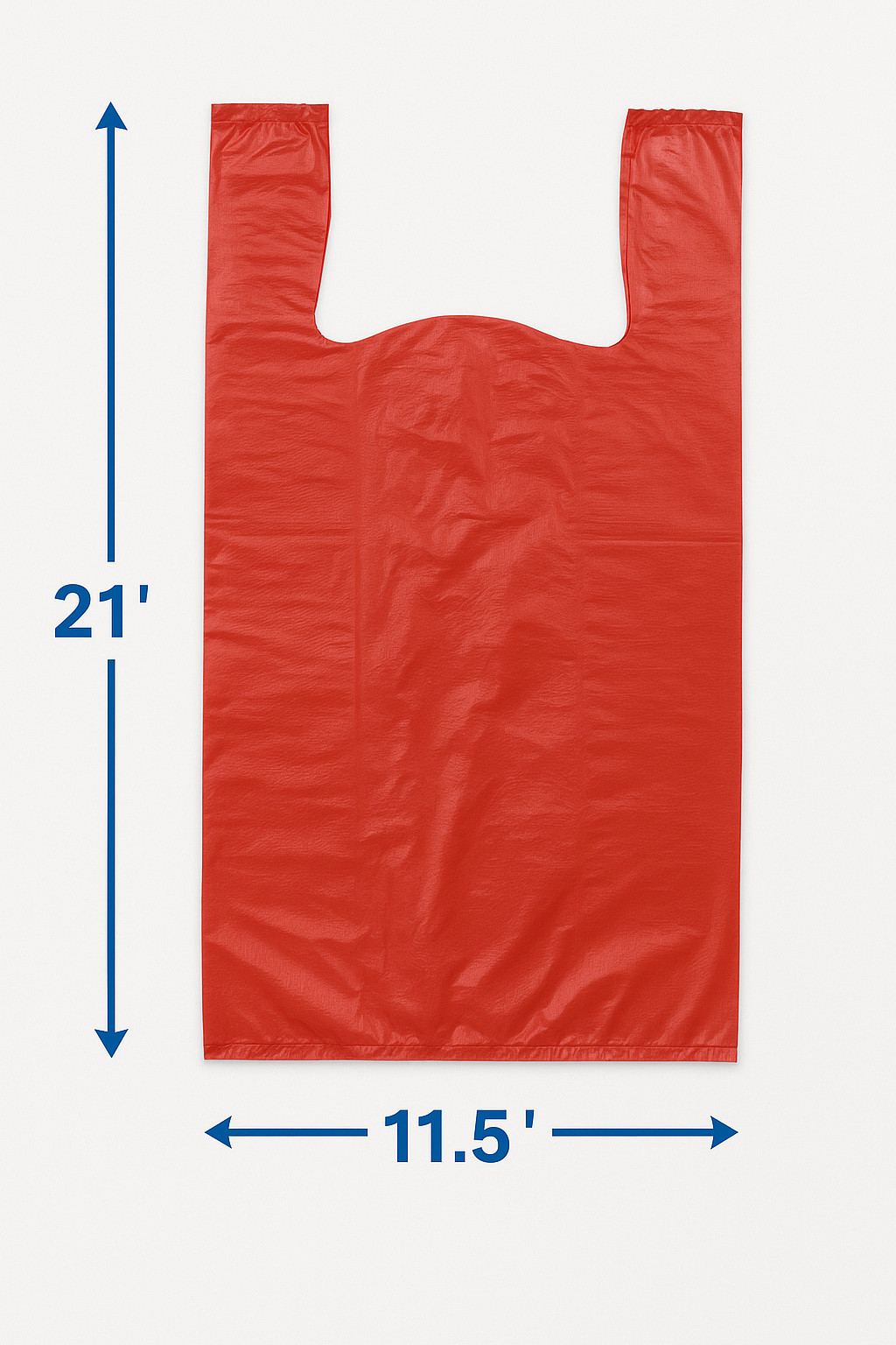 1/6 Large Red T-Shirt Bags 0.51 Mil 21×11.5×6.5 Plastic Grocery Retail Bulk