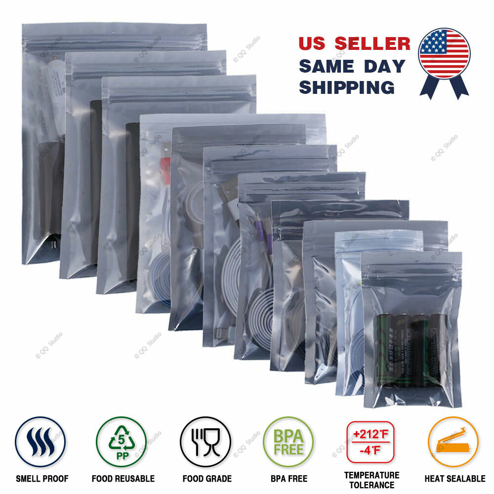 Assorted Sizes GlossyTranslucent Anti Static Mylar Sealable Zip Lock Pouch Bag M