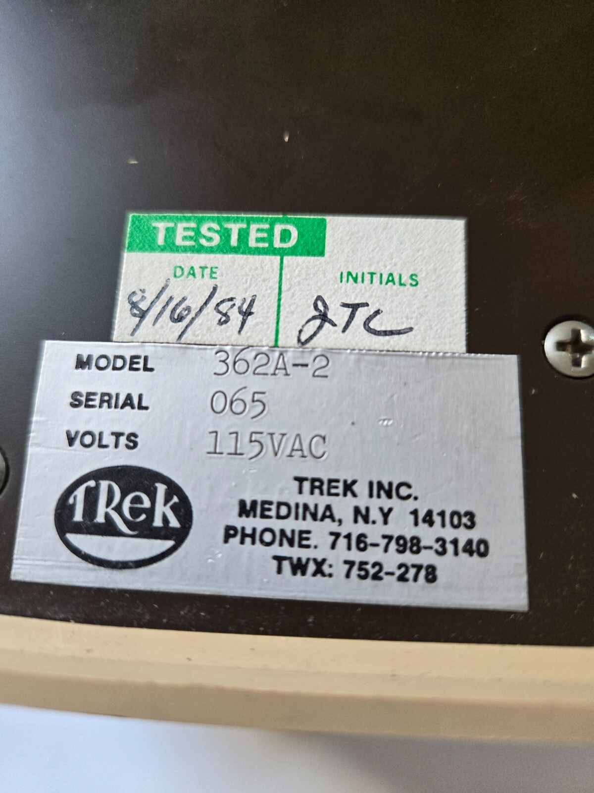 Trek 362A ESVM Electrostatic Voltmeter, no probe