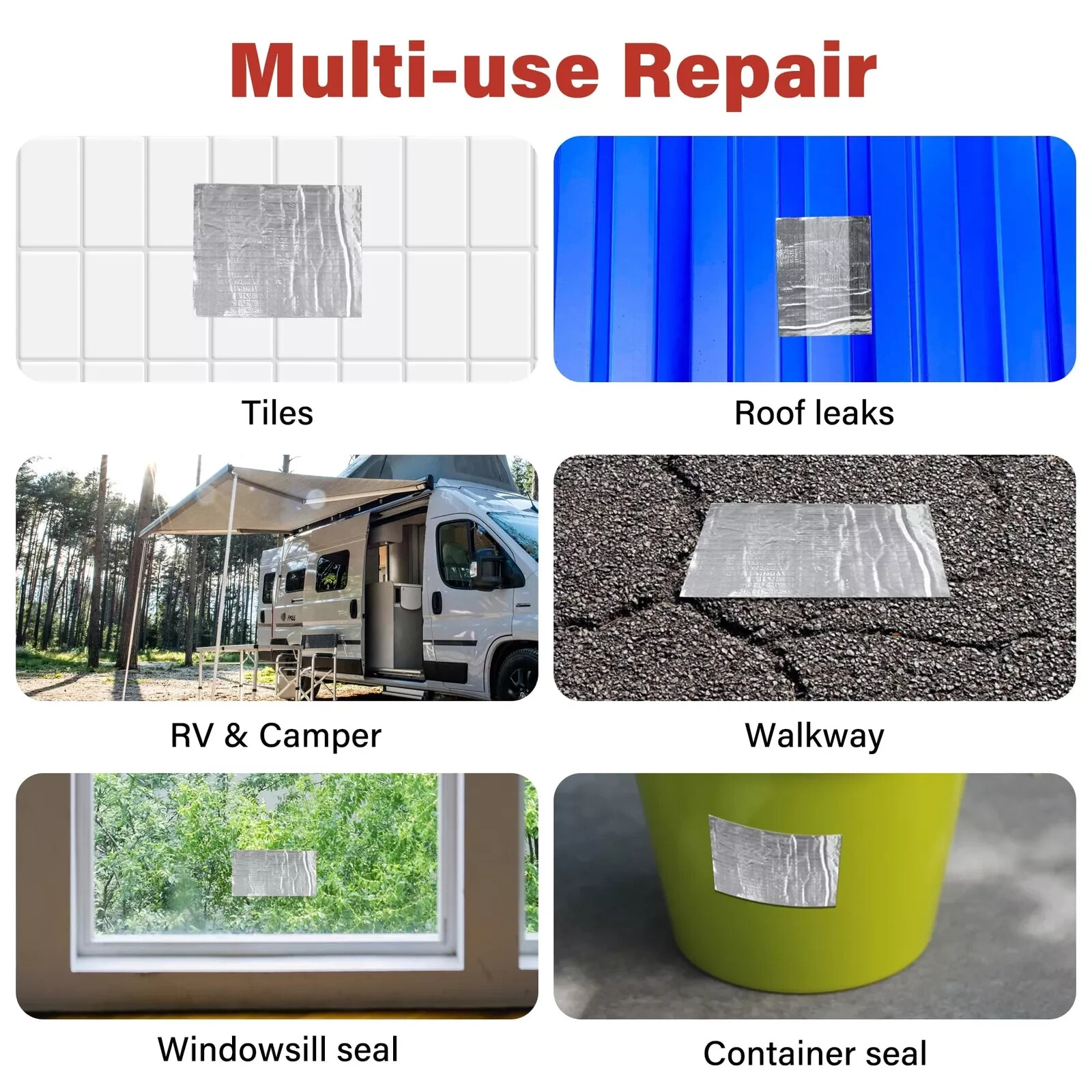 Butyl Waterproof Tape (4 PACK Leak-Proof Roof, RV, Windows, 2″ x16 Feet Long