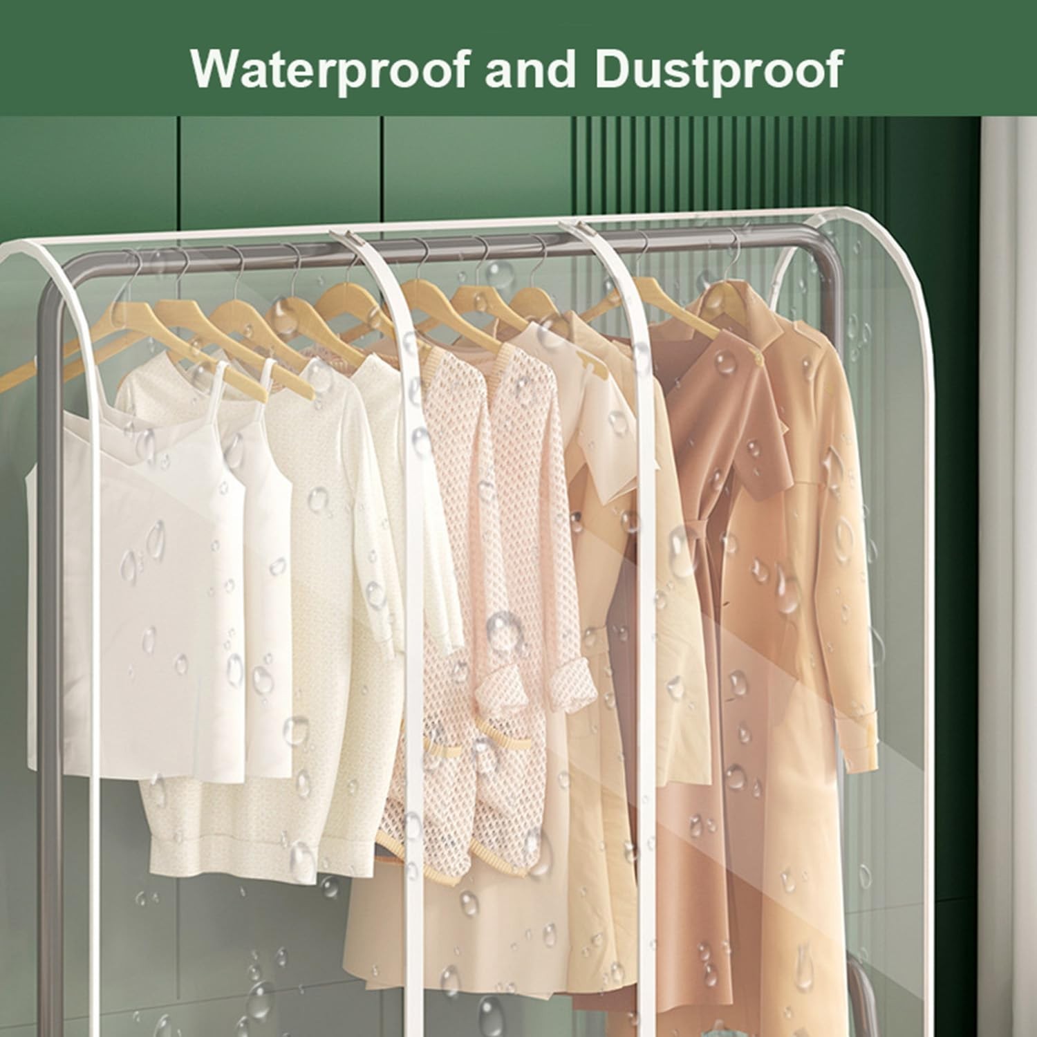 Clear Garment Rack Cover with Zipper Clothes Hanging Rack Cover Dustproof Wat…