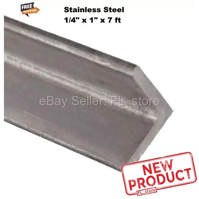 Stainless Steel Angle 1/4″ x 1″ x 1″ x 7 Feet Hot Rolled 304 Mill Finish NEW