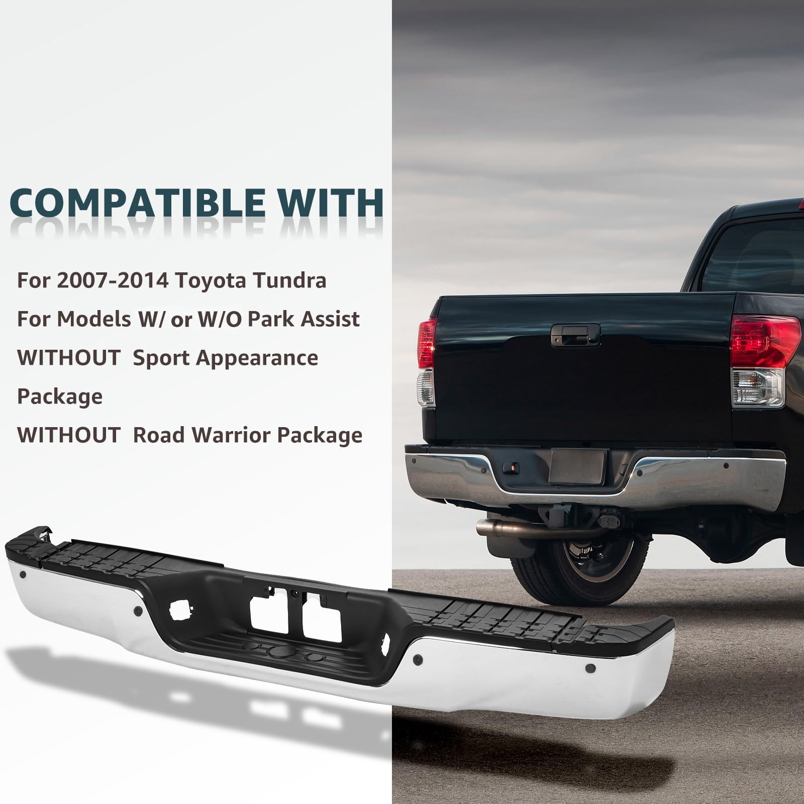 Steel Rear Step Bumper Compatible with 2007-2013 Toyota Tundra