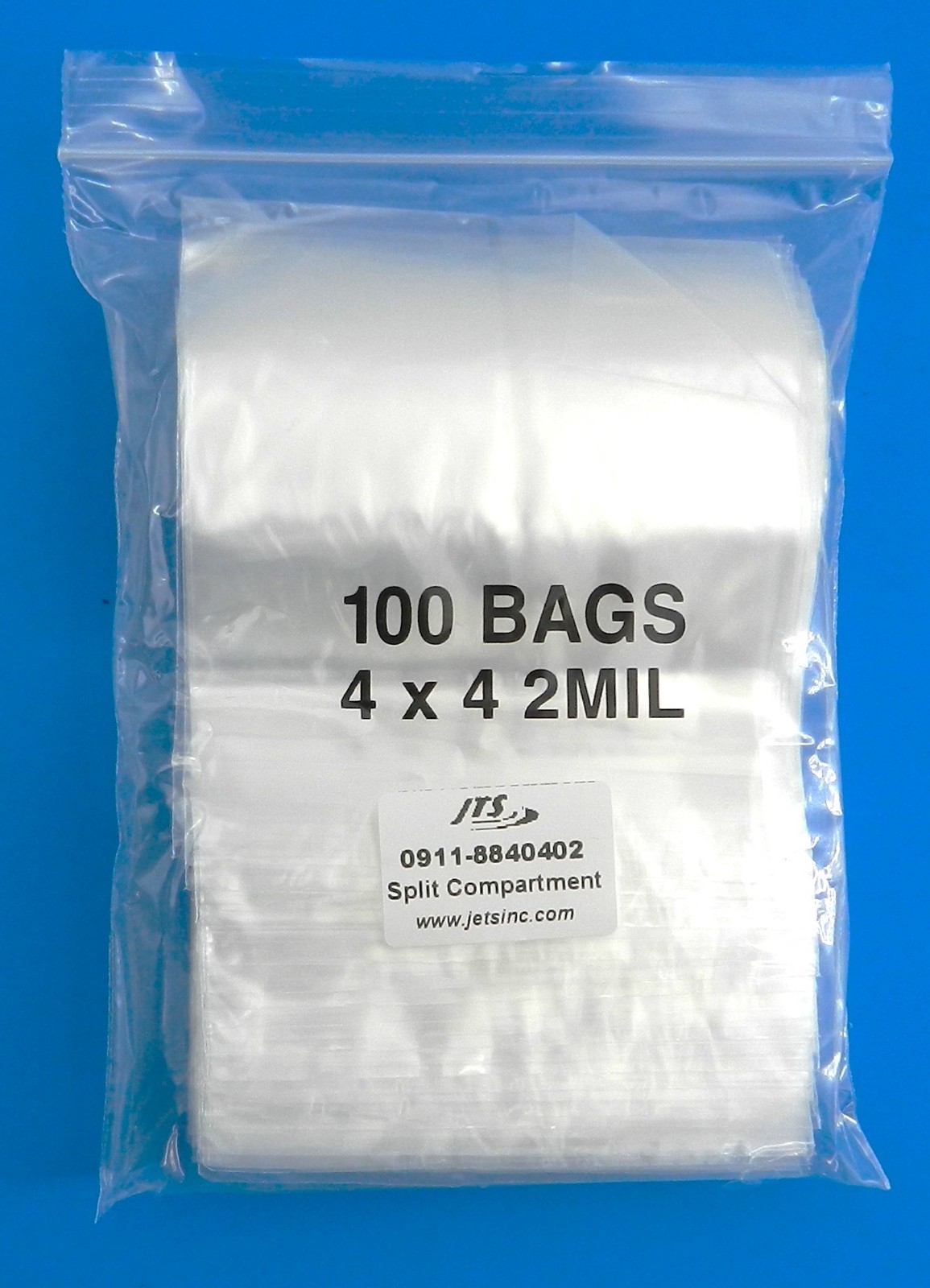 4×4 Bags 2-Compartment Poly Clear Center Split Divider Middle 4″ Reclosable 1000