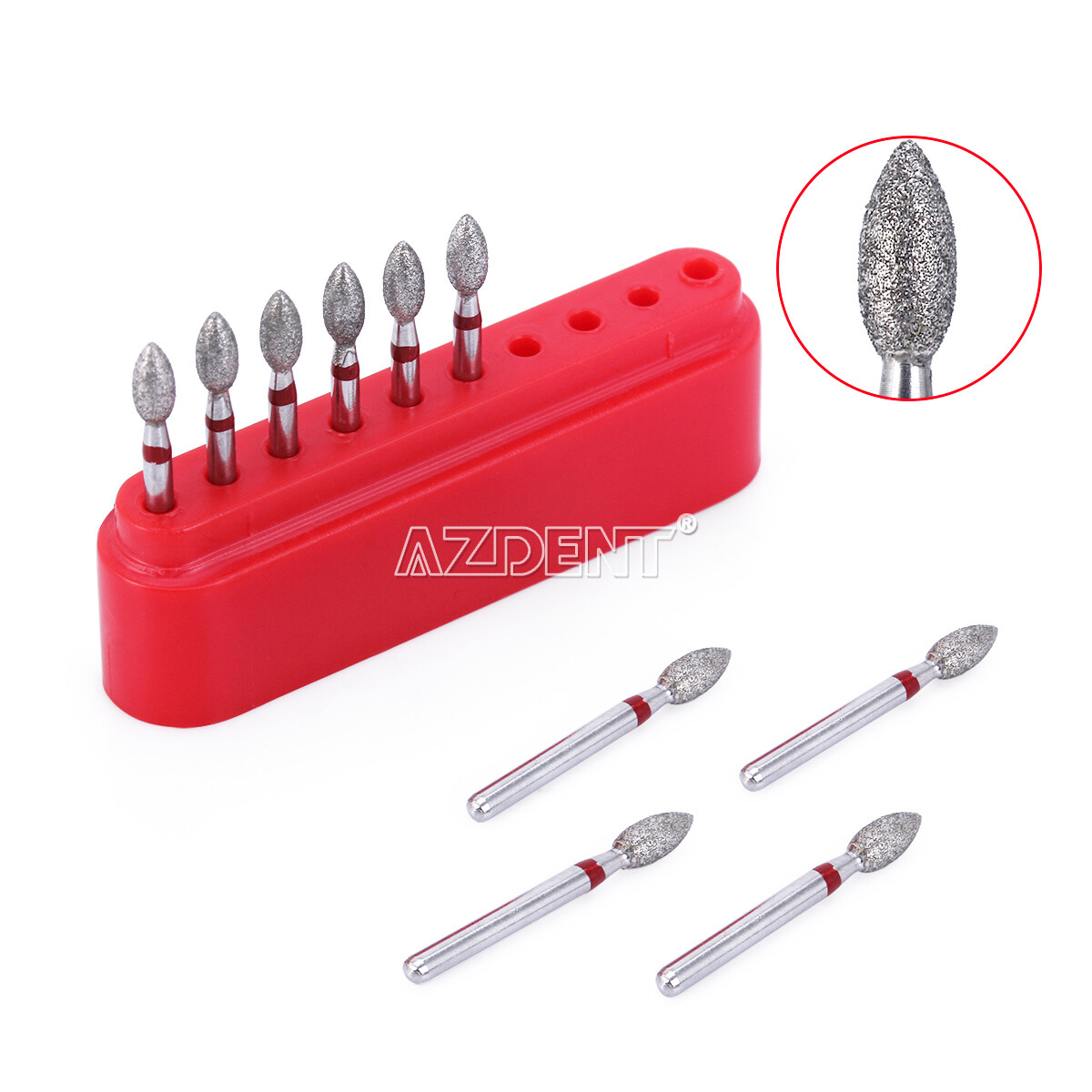 10 Kits AZDENT Dental FG Diamond Burs Finishing Egg Football #368-023F Fine Red