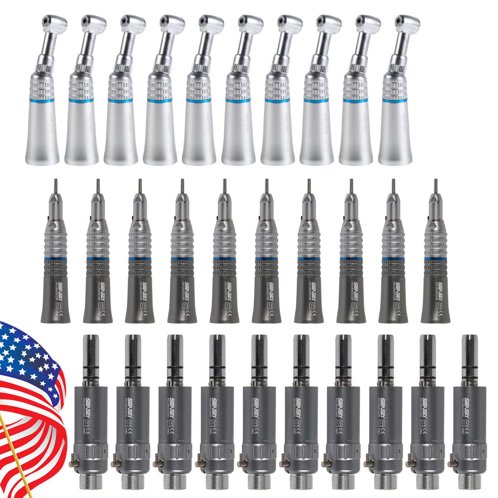 1-10 Dental Low Speed Push Button Contra Angle Straight Air Motor 2H/4H PAD Dr